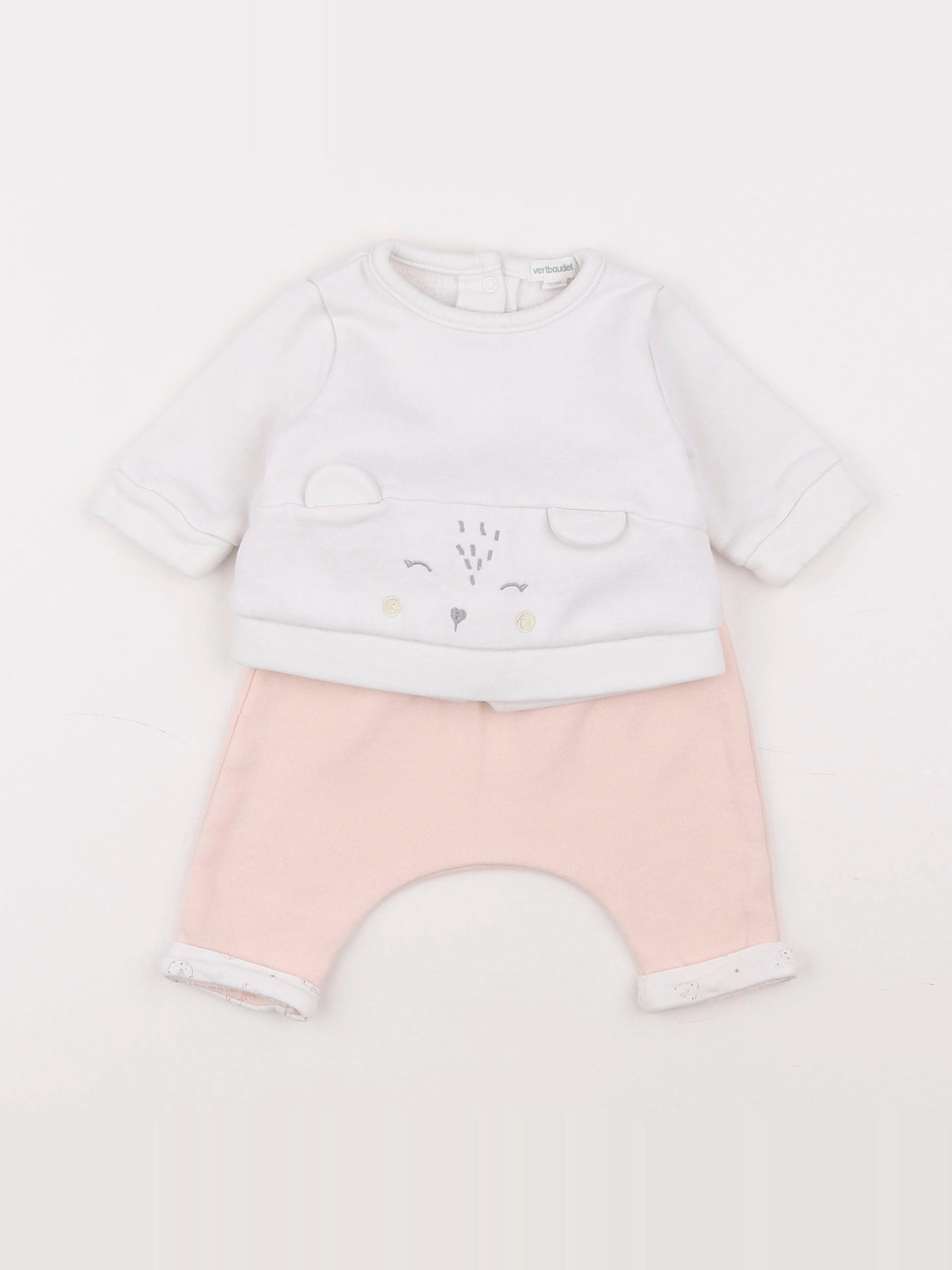 Vertbaudet - ensemble blanc - 1 mois