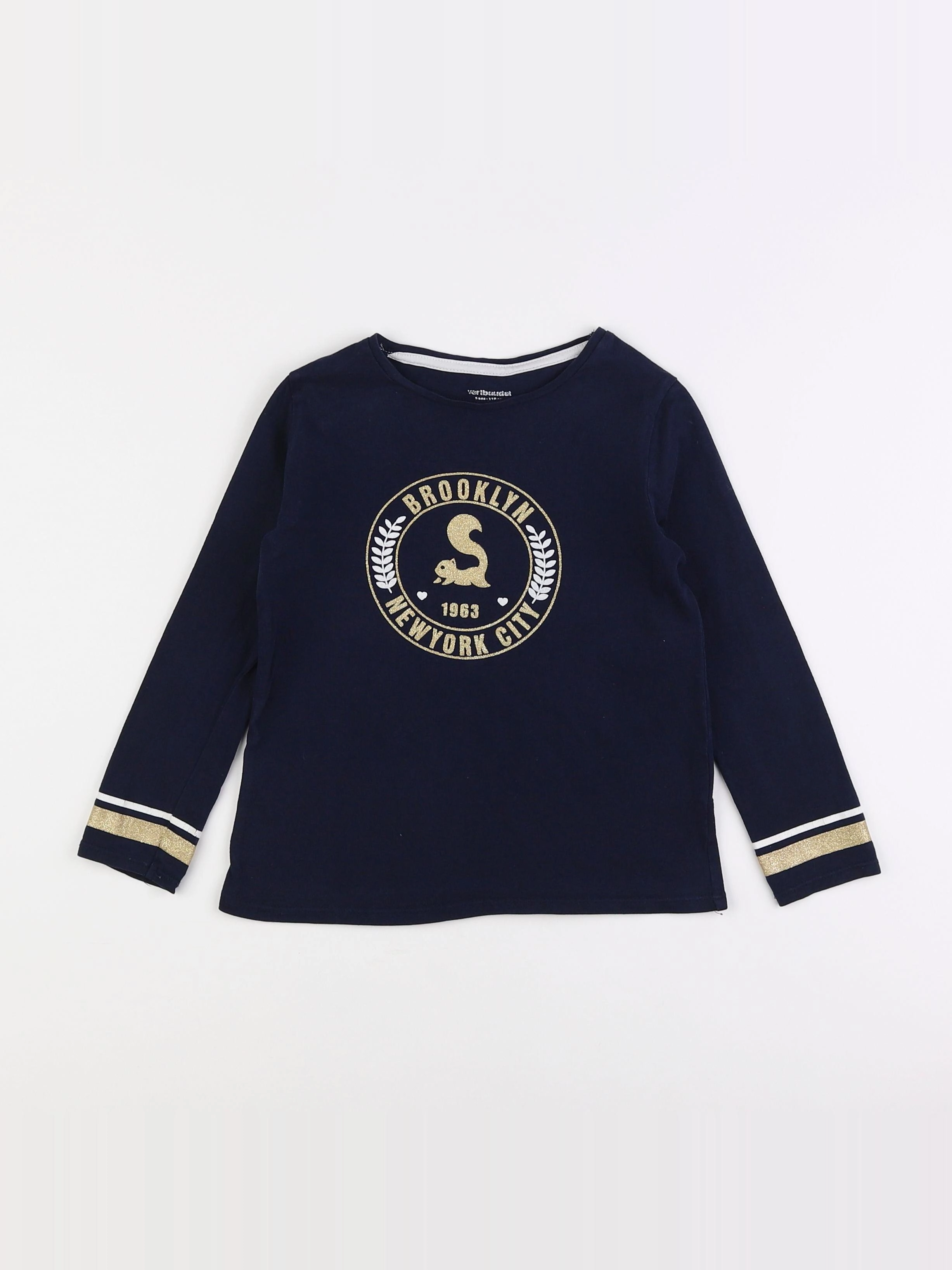 Vertbaudet - tee-shirt bleu, or - 5 ans