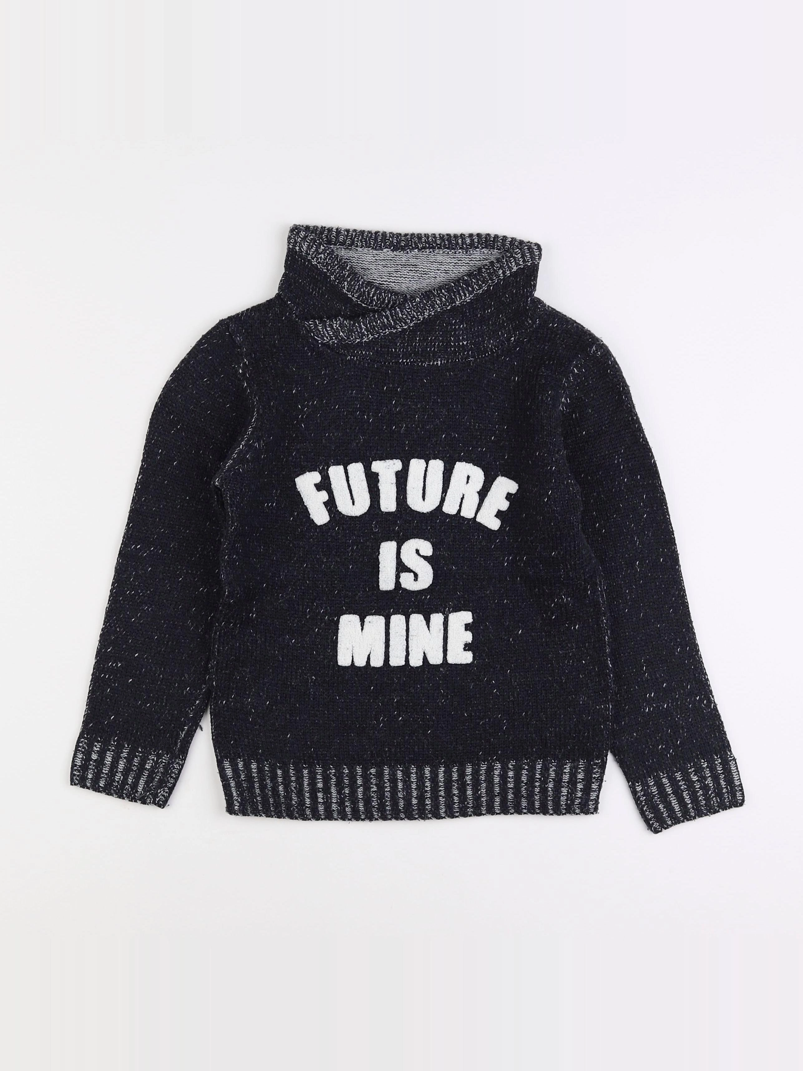 Vertbaudet - pull gris, noir - 8 ans