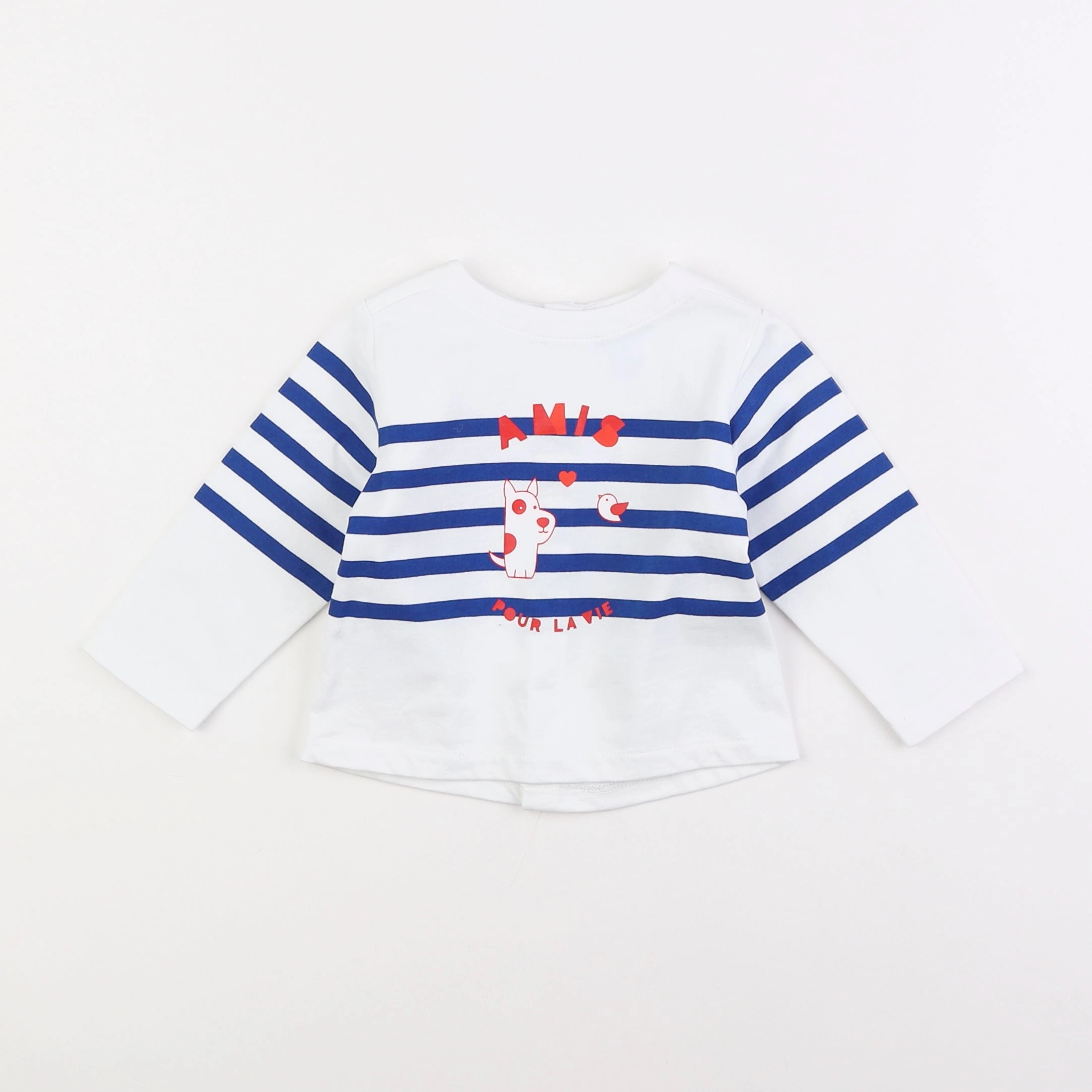Jacadi - tee-shirt blanc, bleu - 12 mois