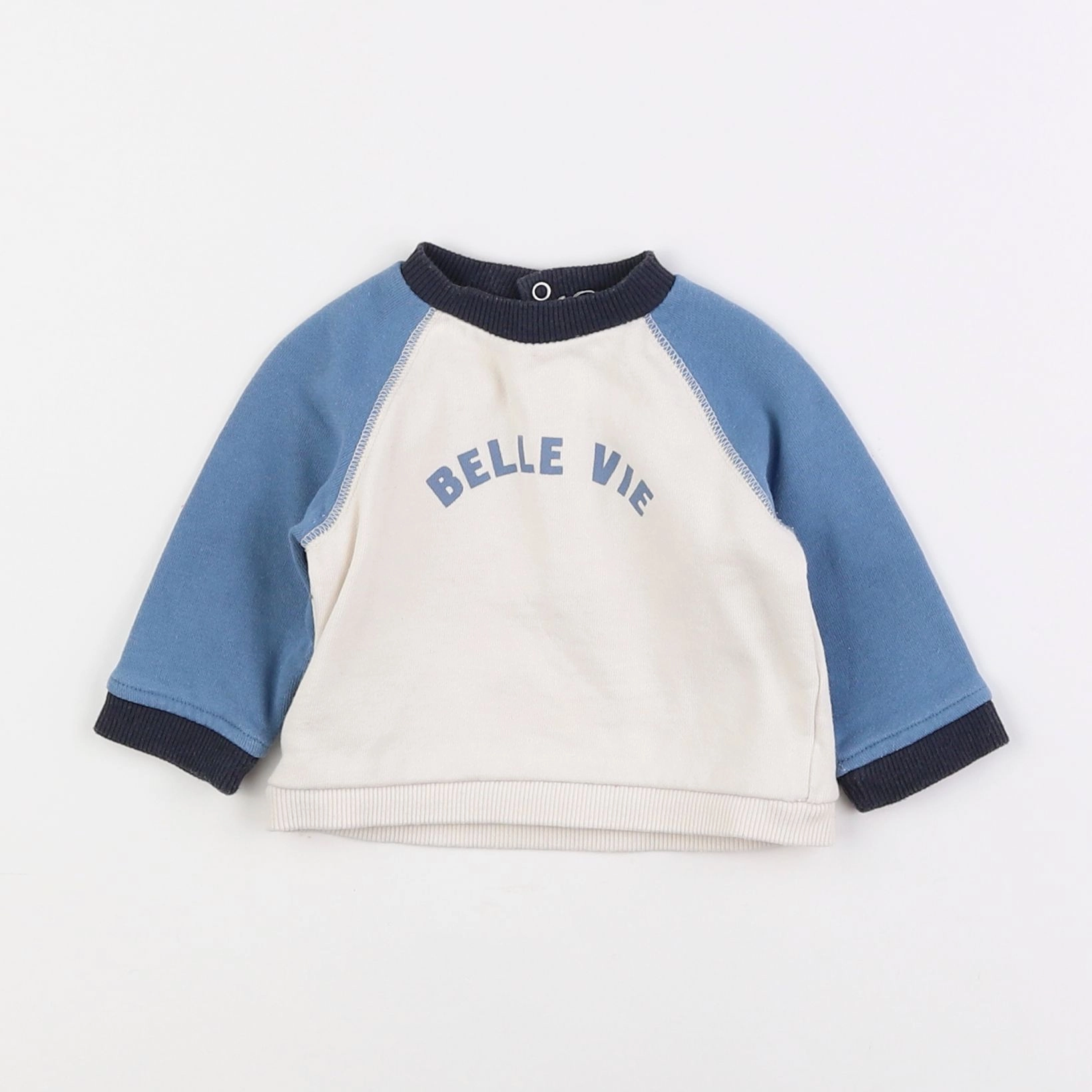 Boutchou - sweat blanc, bleu - 3 mois