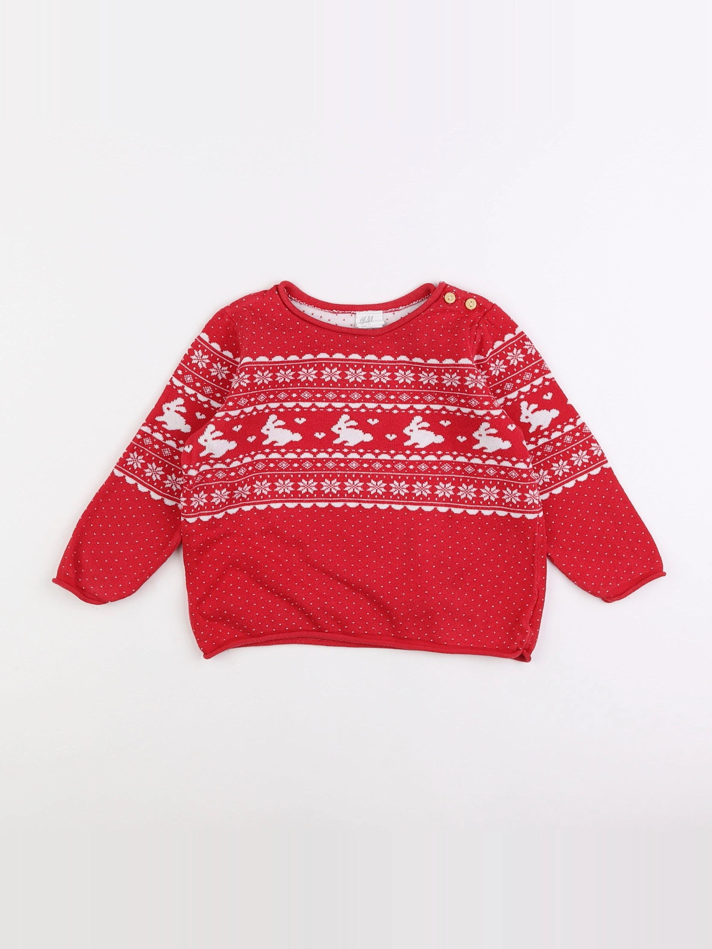 H&M - pull rouge - 12/18 mois