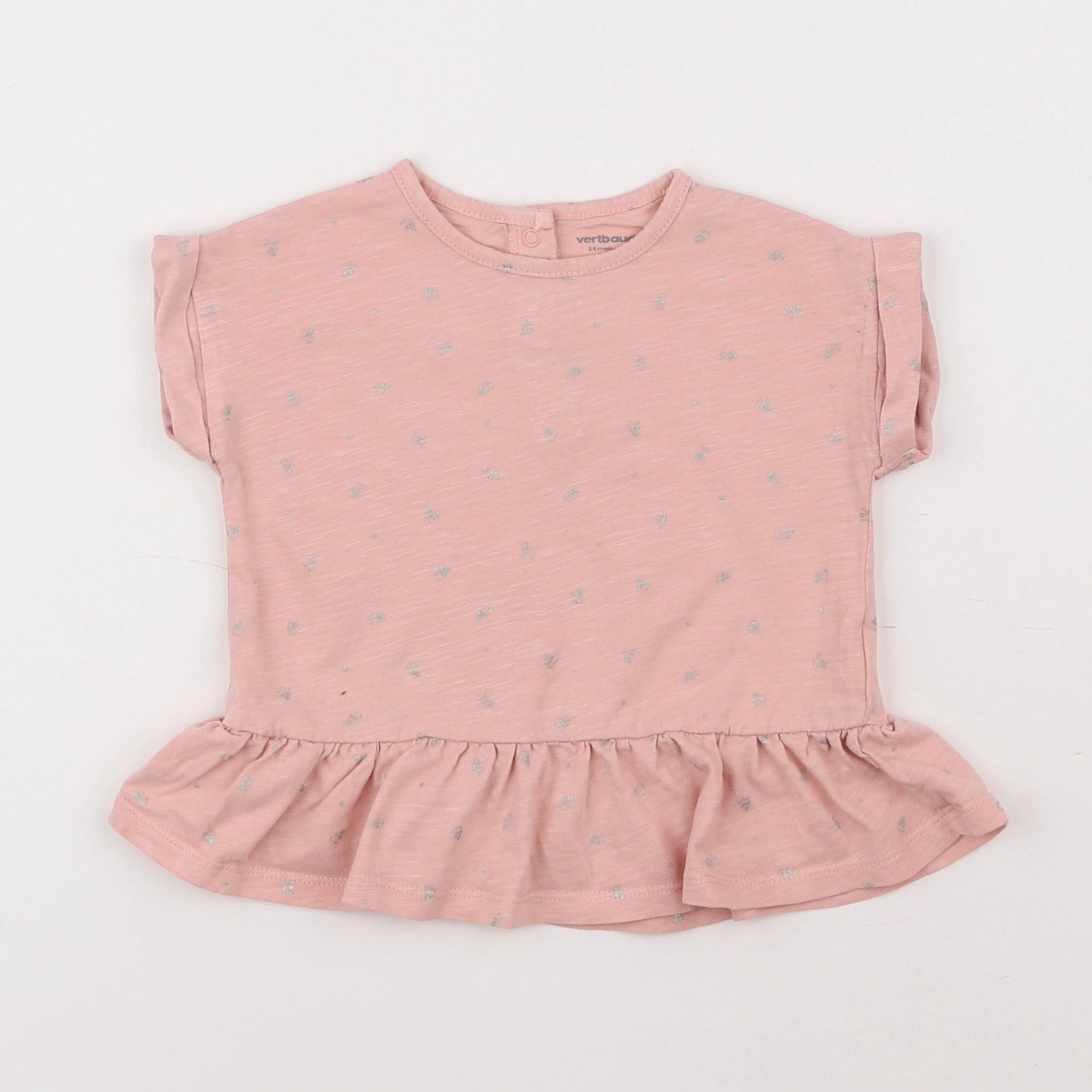 Vertbaudet - tee-shirt rose, argent - 2 ans