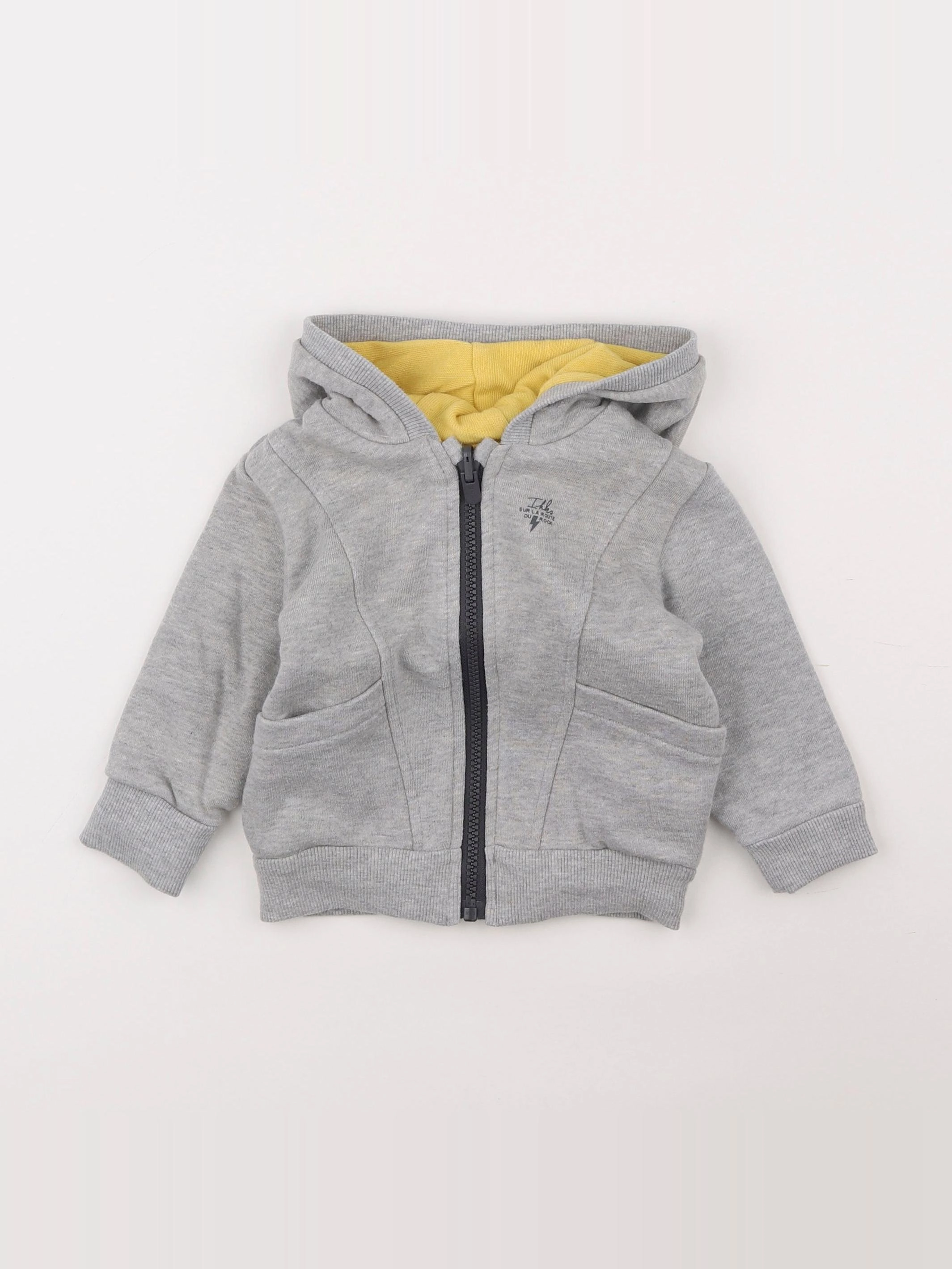 IKKS - sweat imprimé au dos, réversible gris - 12 mois