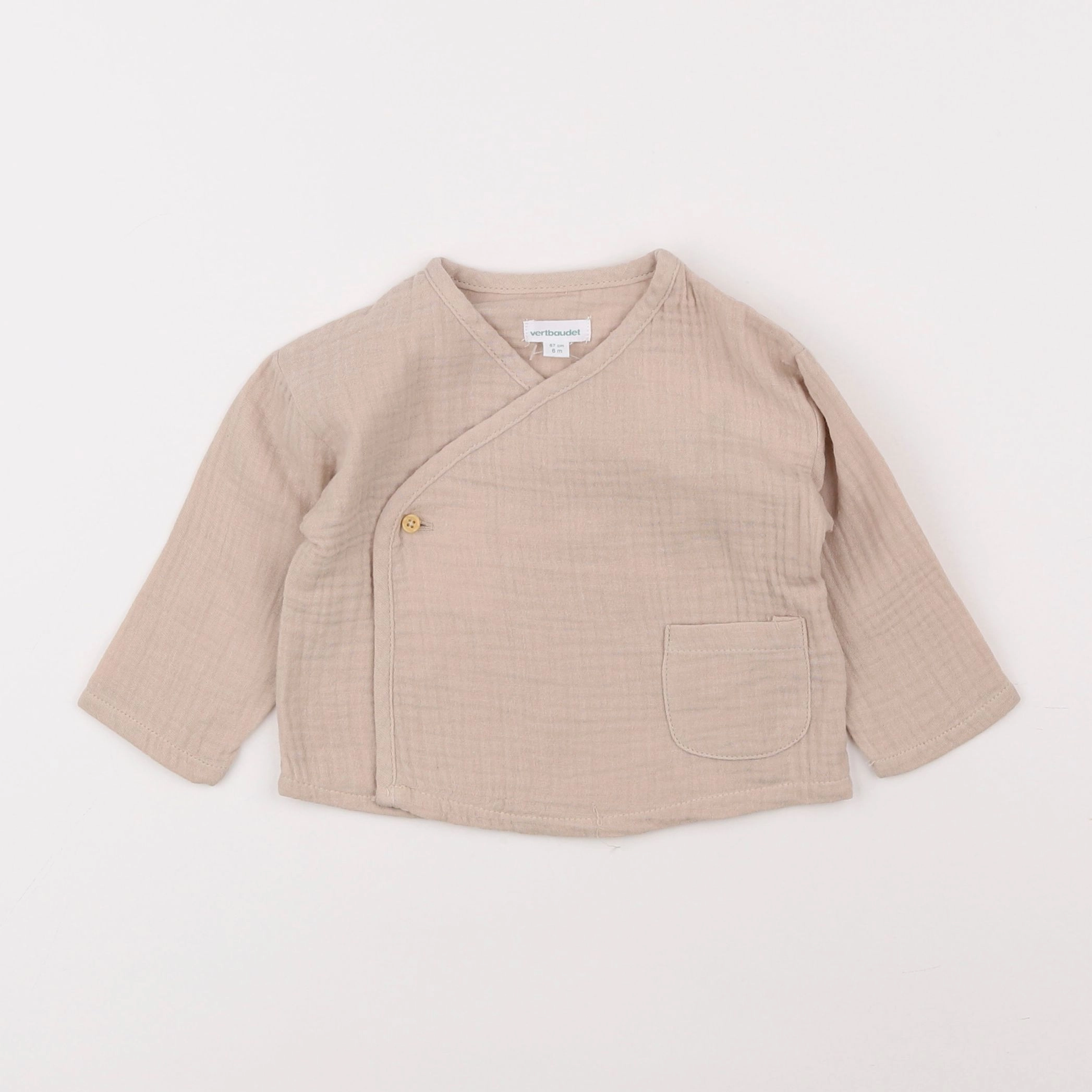 Vertbaudet - gilet beige - 6 mois