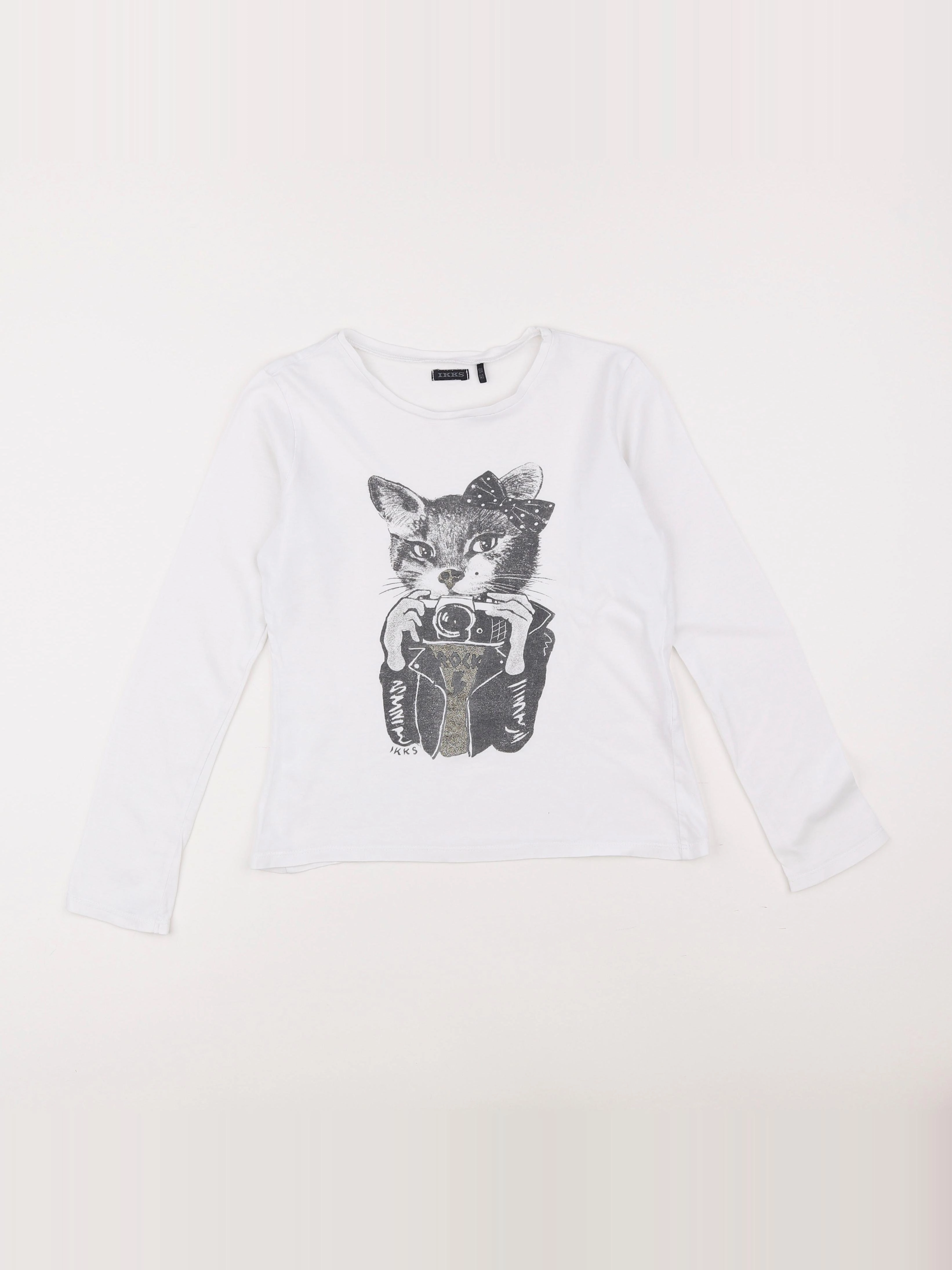 IKKS - tee-shirt blanc, gris - 10 ans