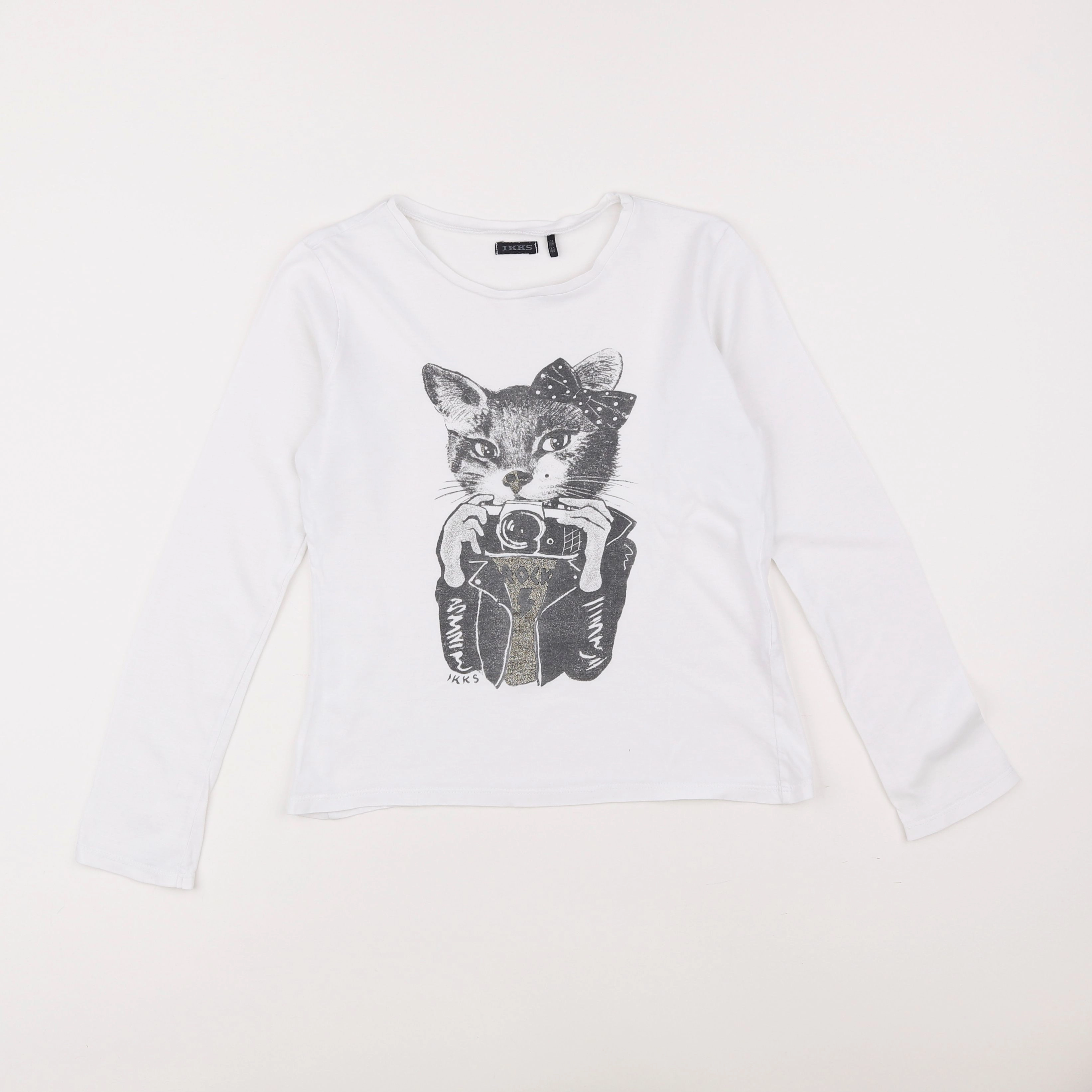 IKKS - tee-shirt blanc, gris - 10 ans