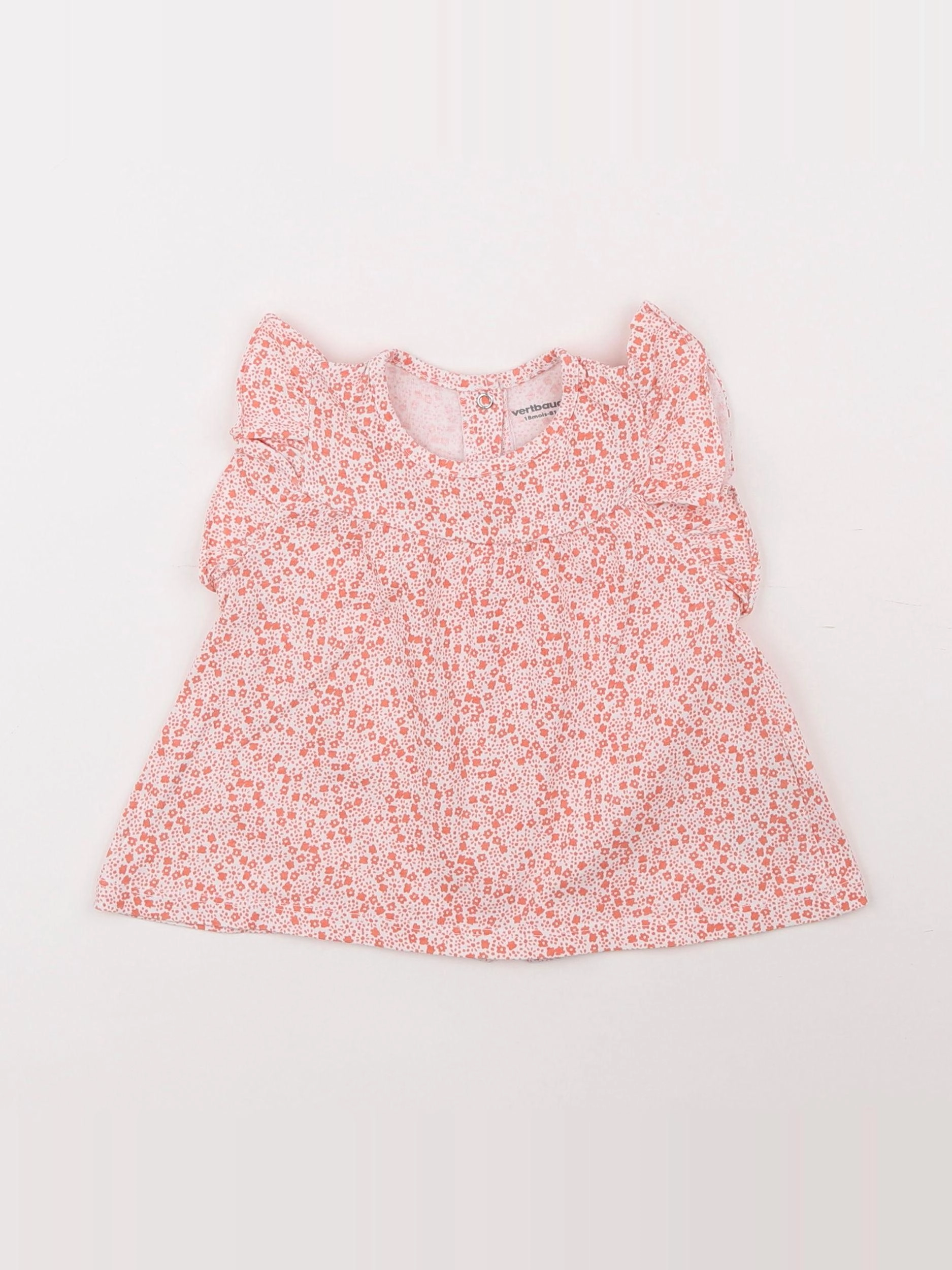 Vertbaudet - tee-shirt blanc, rose - 18 mois