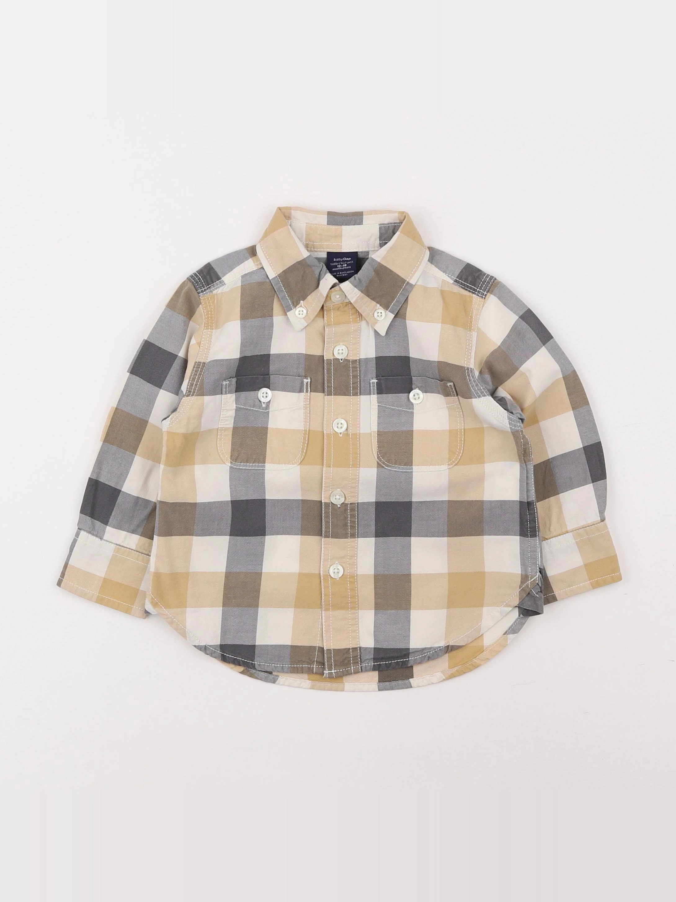 GAP - chemise blanc, beige, marron - 12/18 mois