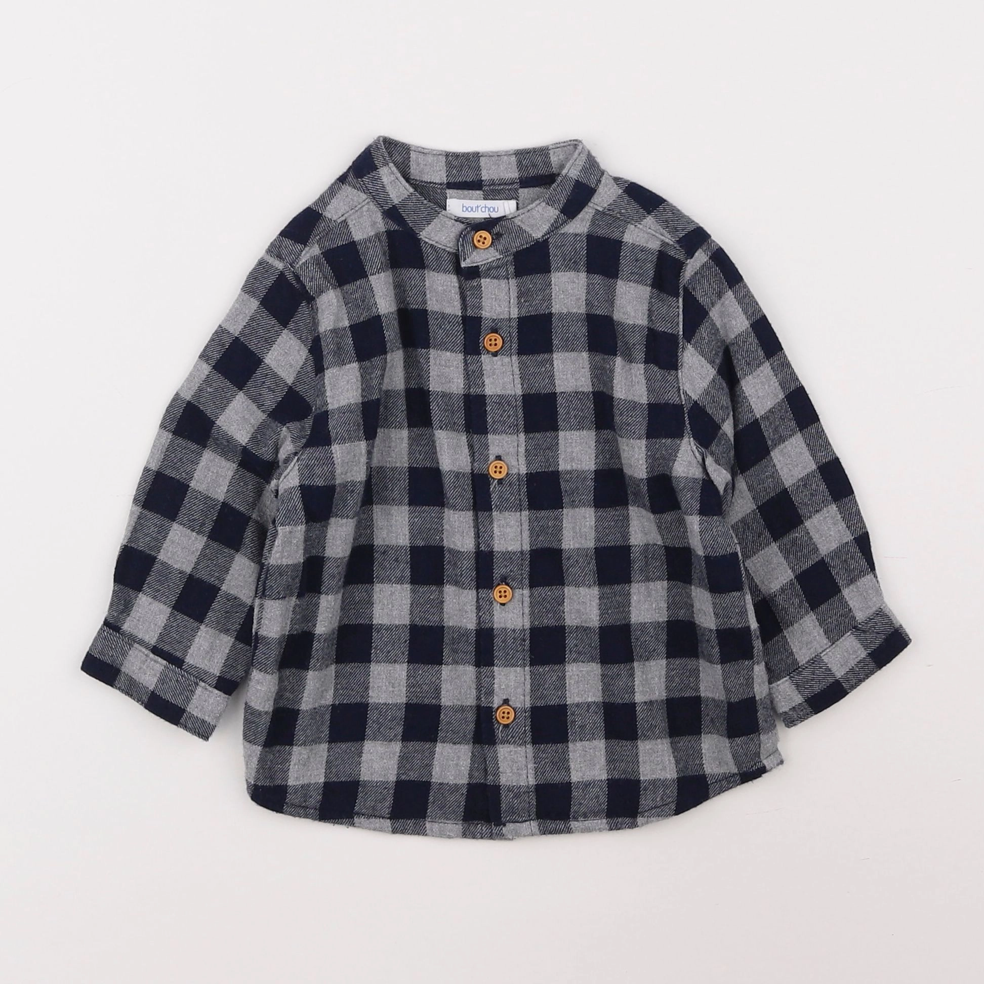 Boutchou - chemise gris, bleu - 9 mois