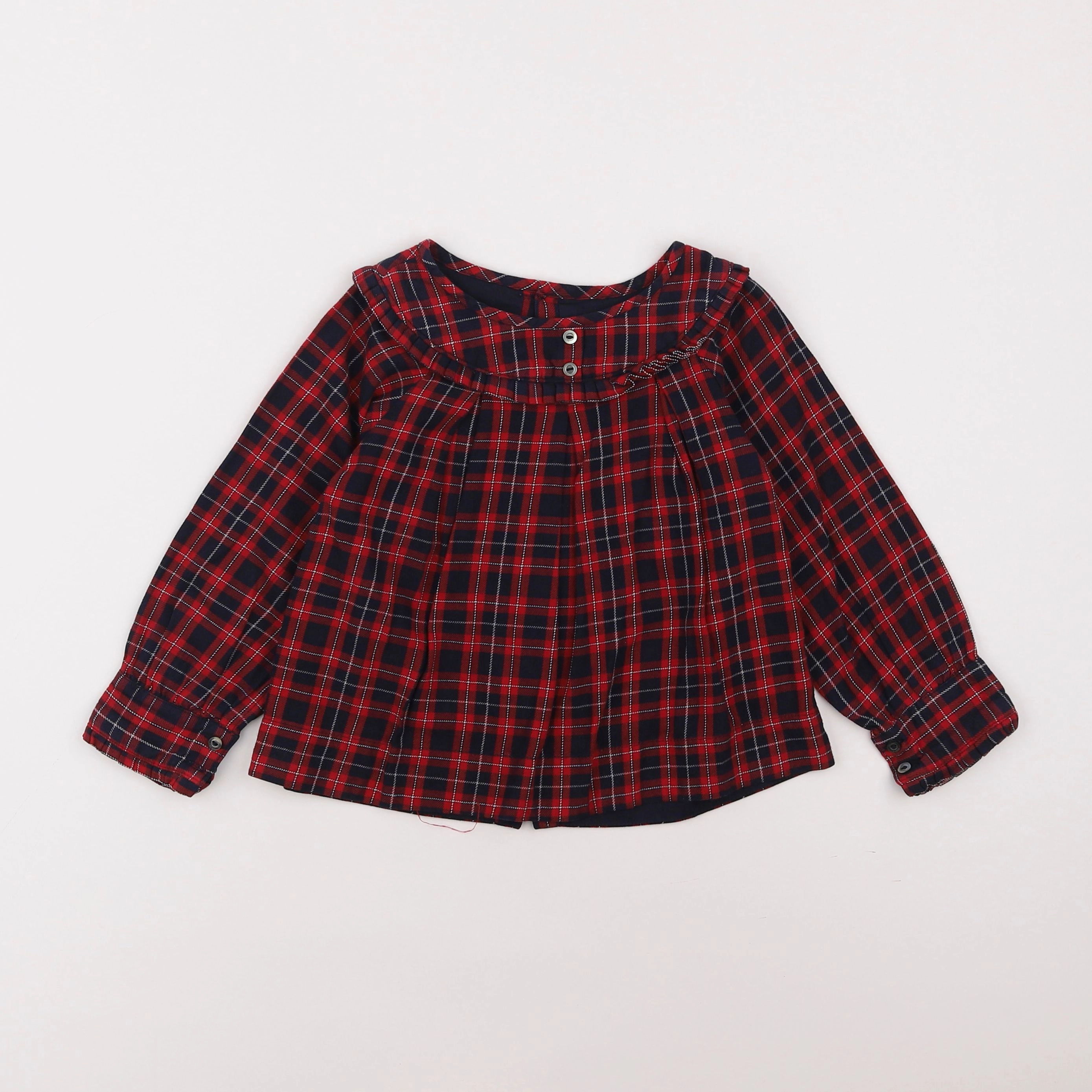 Jacadi - blouse bleu, rouge - 3 ans