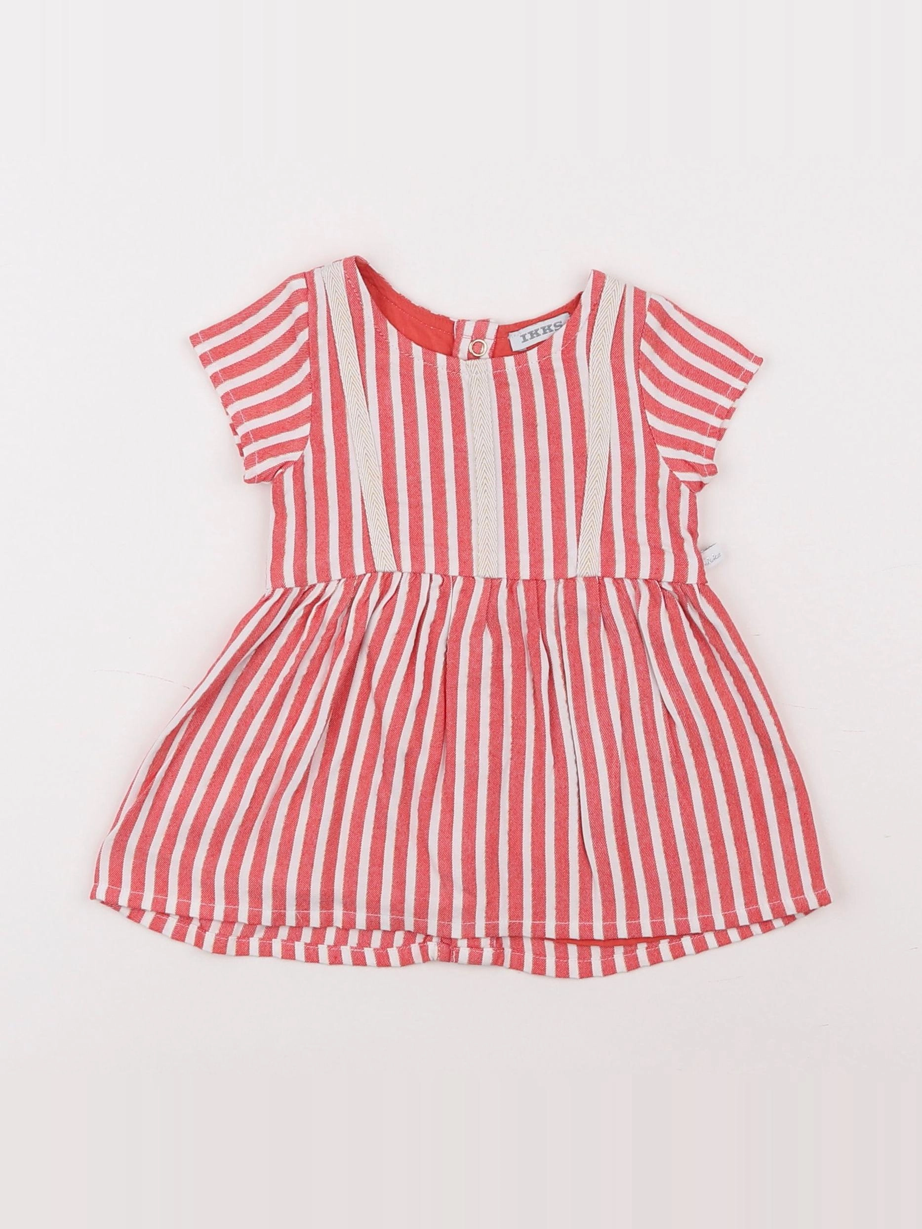 IKKS - robe orange, blanc - 3 mois