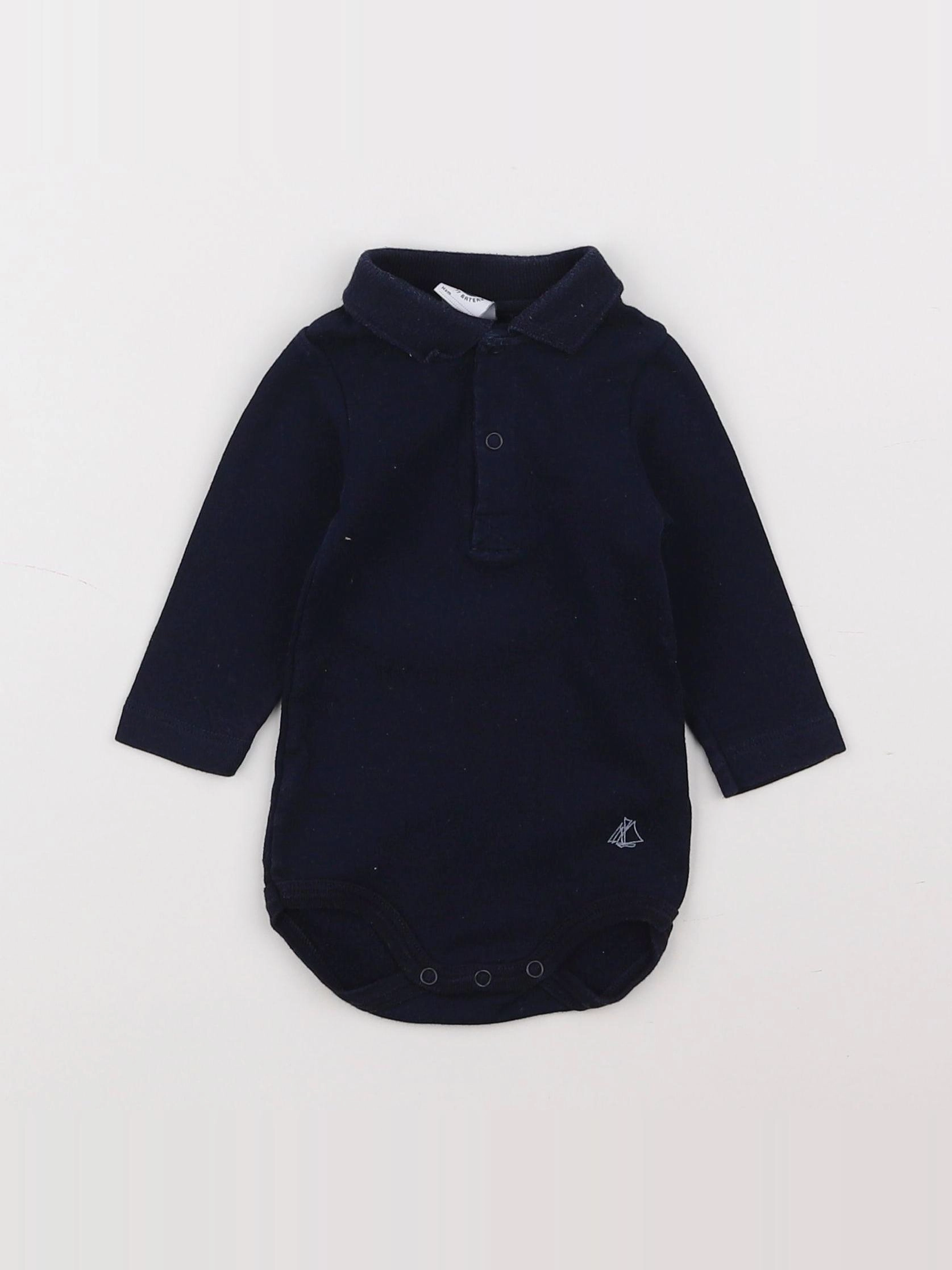 Petit Bateau - body à col bleu - 3 mois