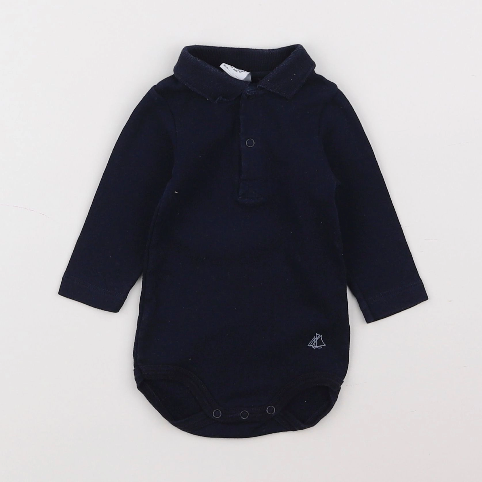 Petit Bateau - body à col bleu - 3 mois