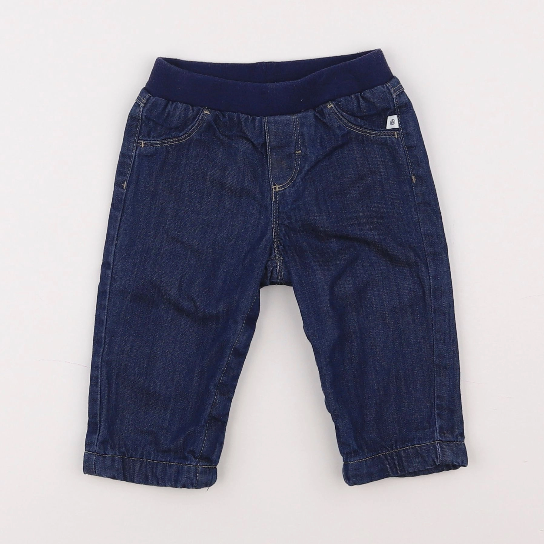 Petit Bateau - jean doublé bleu - 6 mois