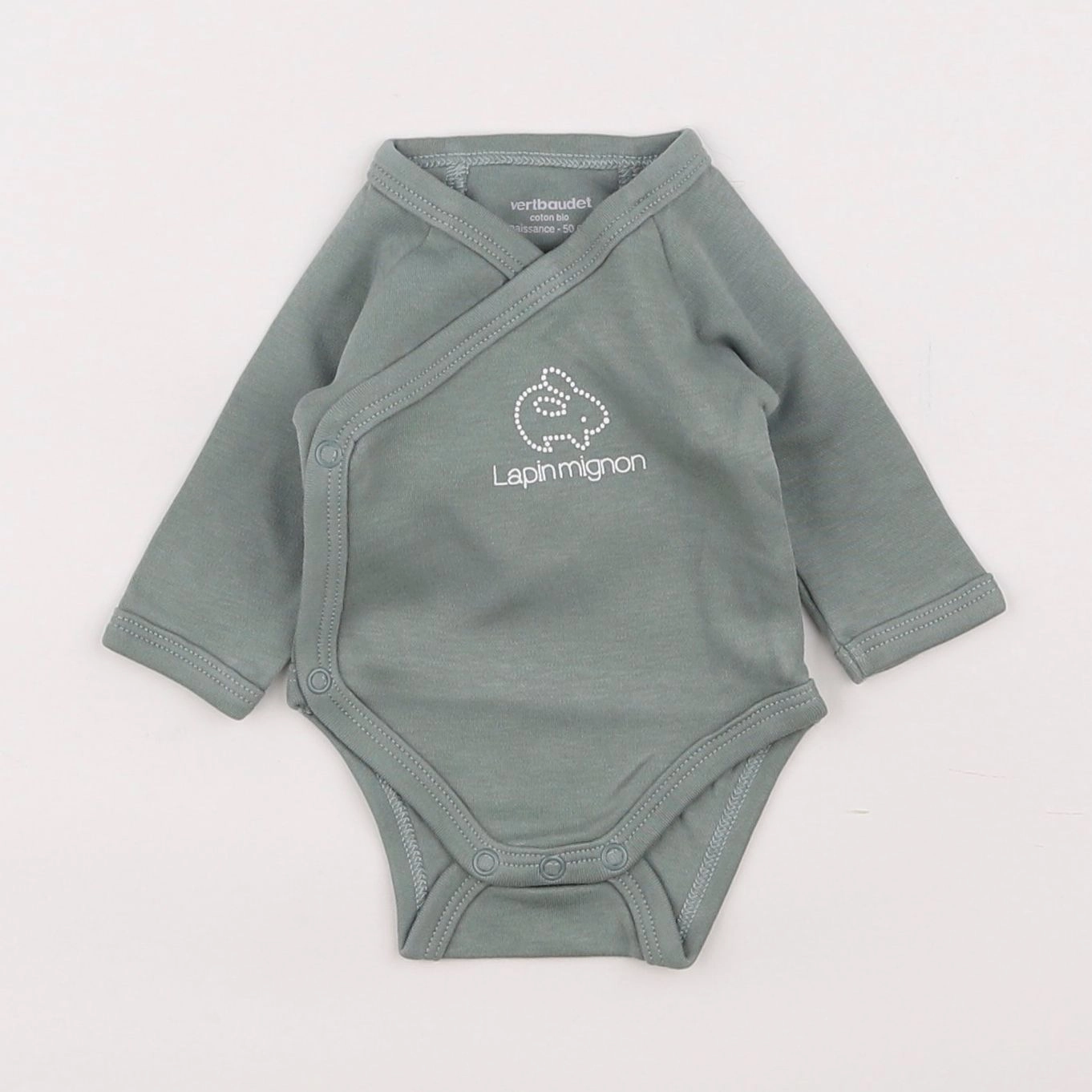 Vertbaudet - body coton vert - 0 mois