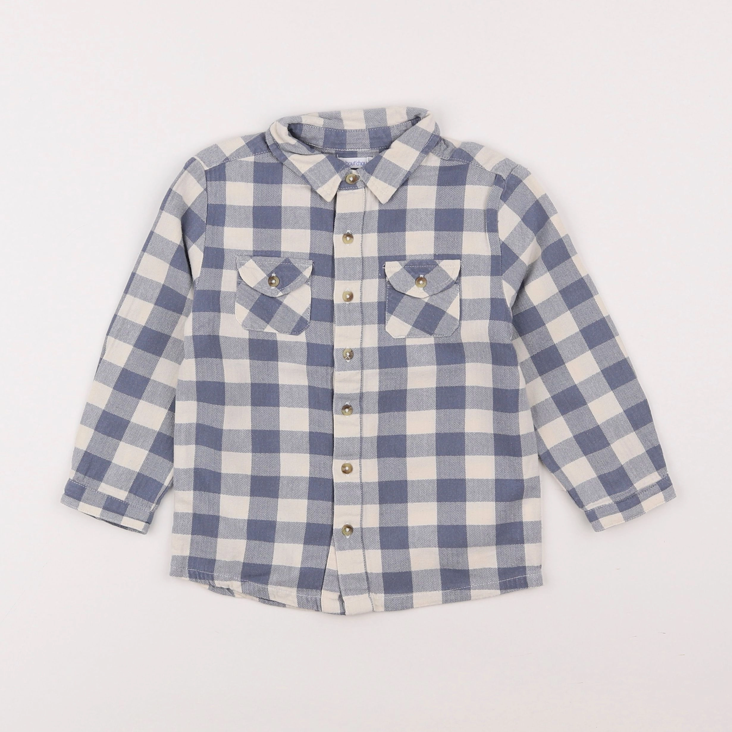 Boutchou - chemise blanc, bleu - 3 ans
