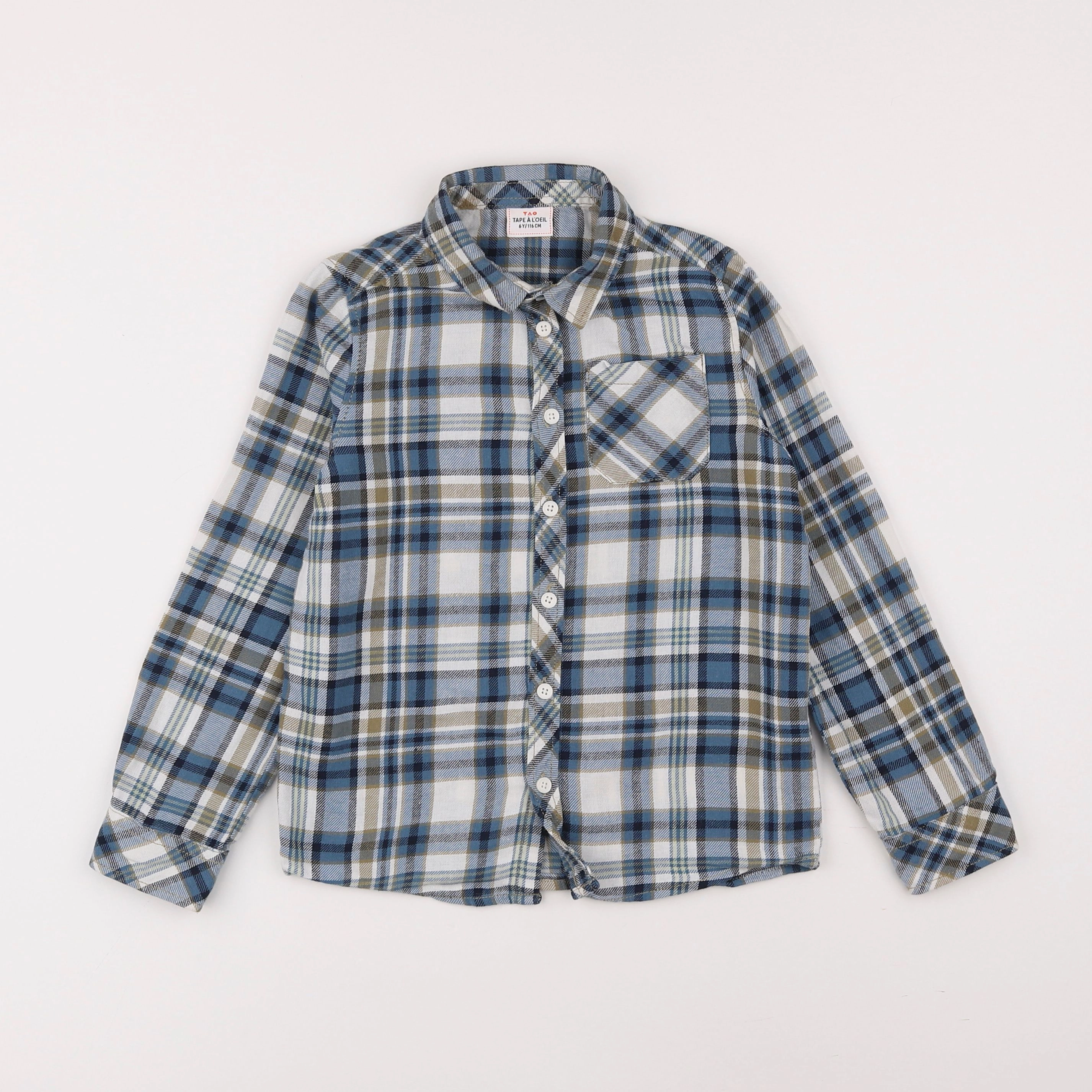 Tape à l'oeil - chemise bleu, blanc - 6 ans