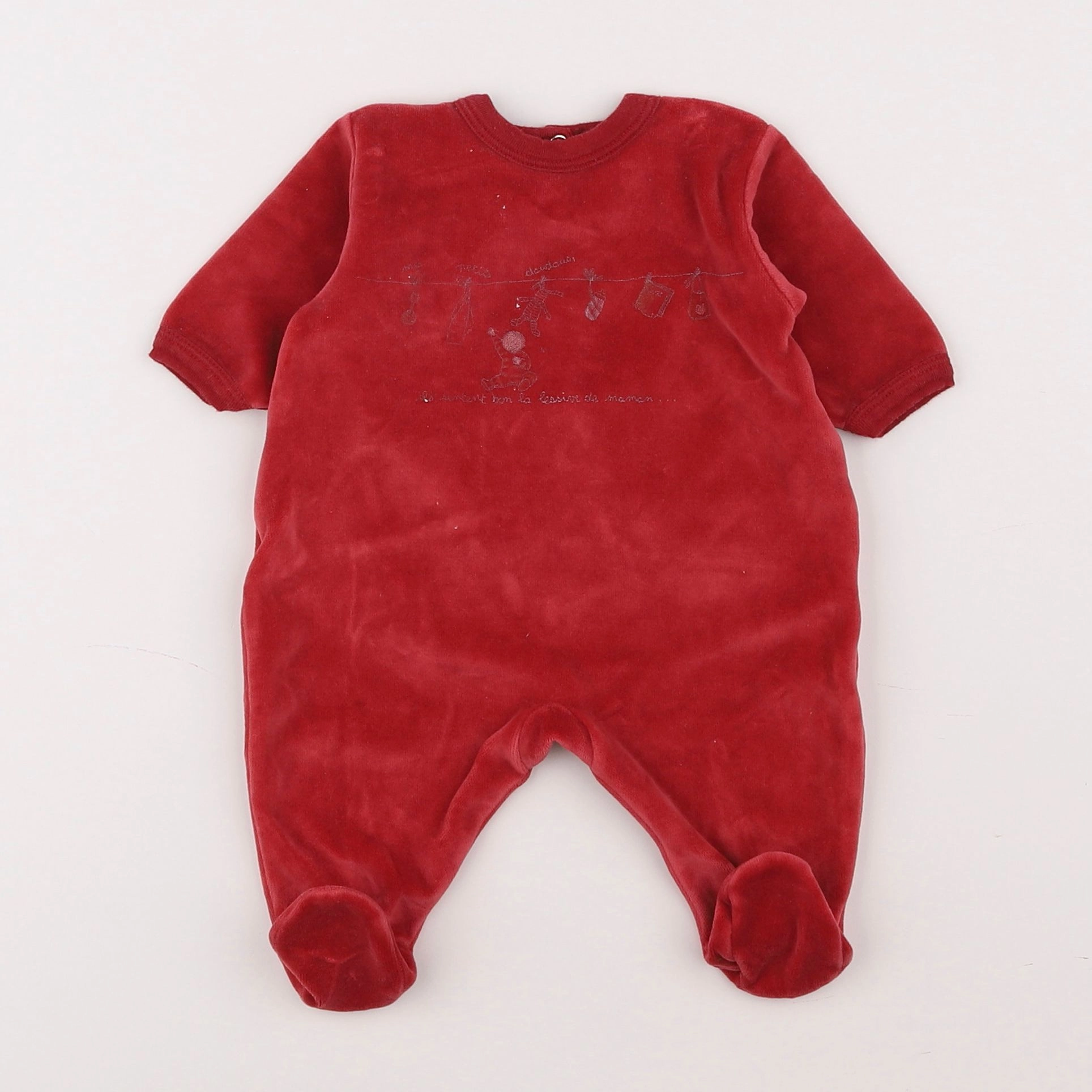 Petit Bateau - pyjama velours rouge - 1 mois