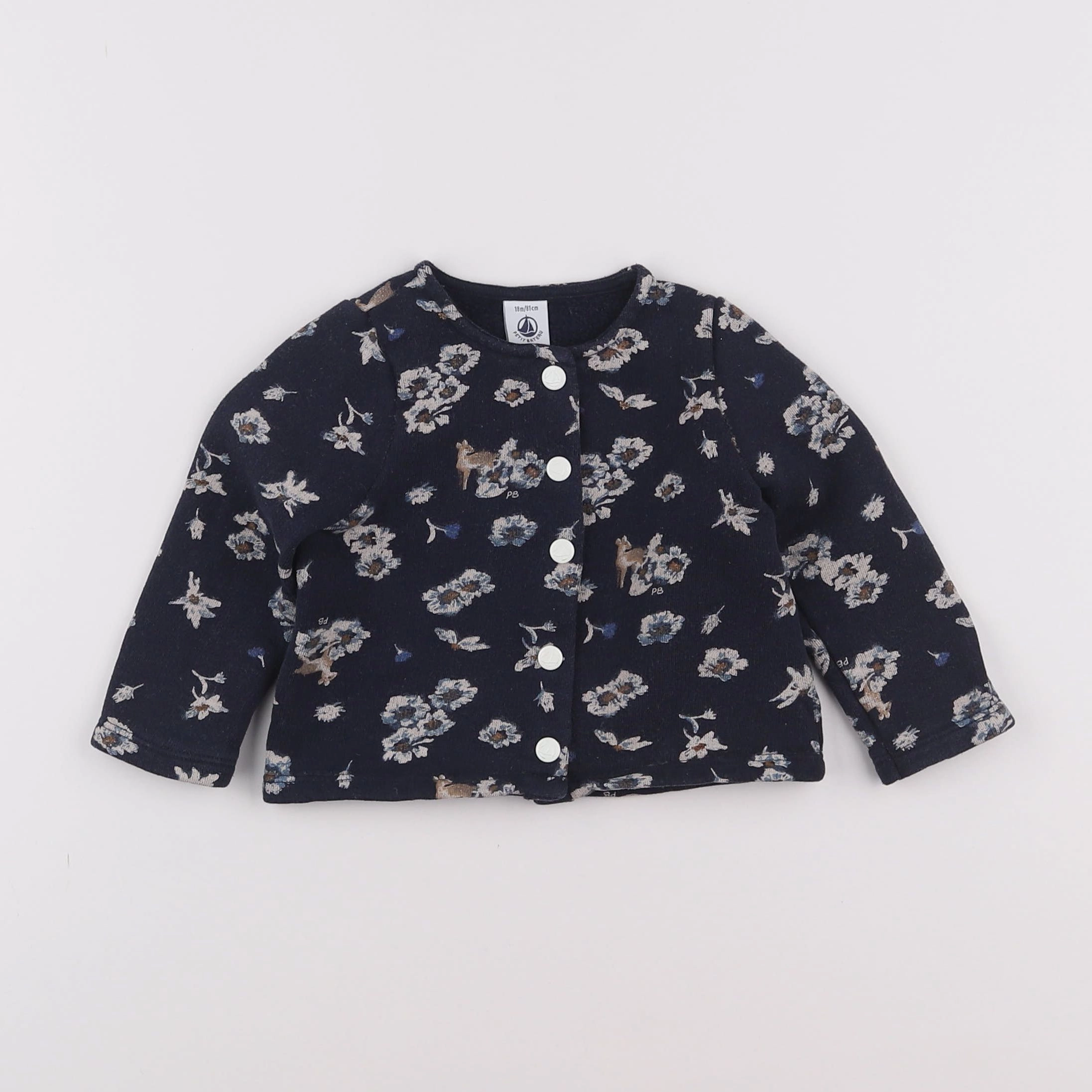 Petit Bateau - sweat bleu - 18 mois