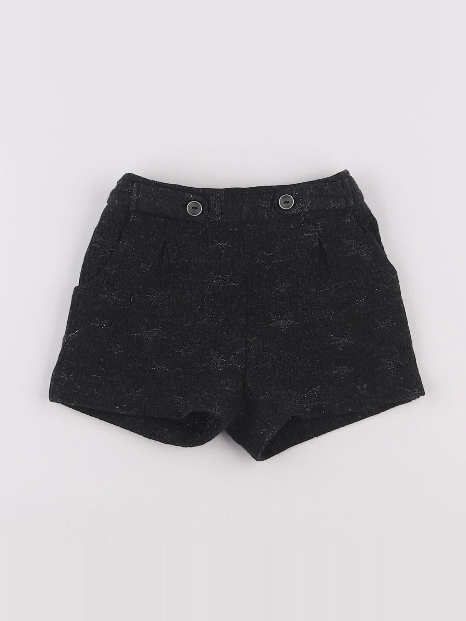 Zara - short noir, argent - 18 mois à 2 ans