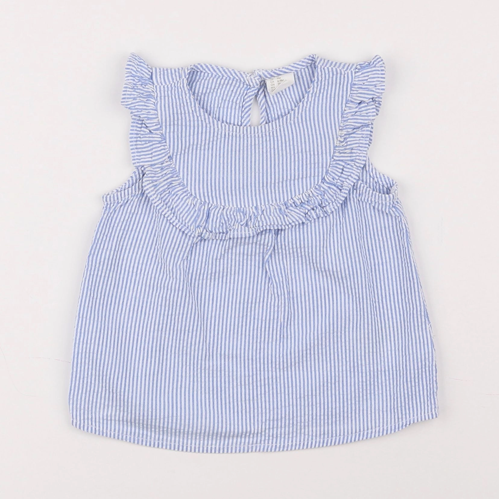 H&M - blouse bleu, blanc - 6/9 mois