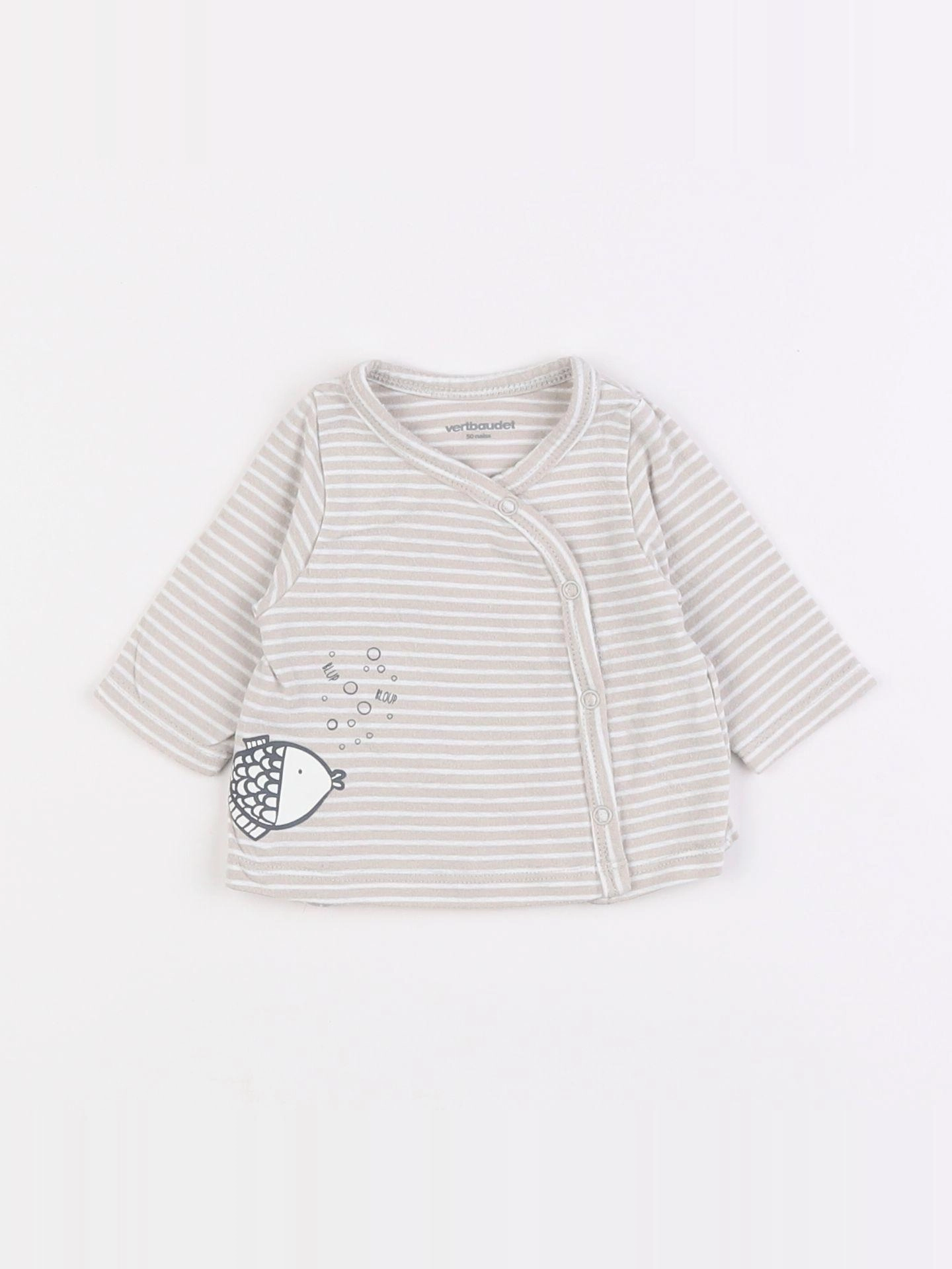 Vertbaudet - tee-shirt beige - 0 mois