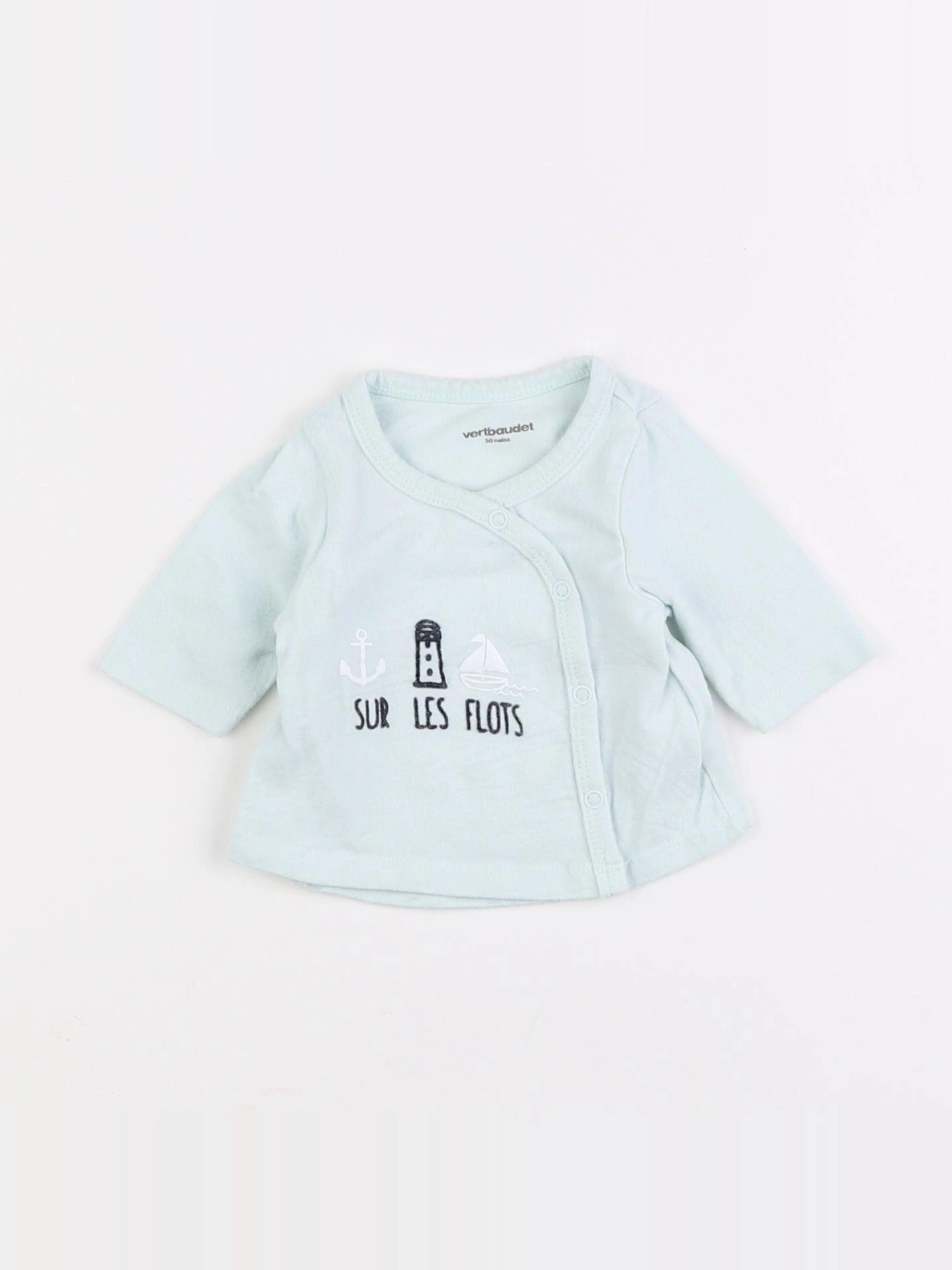 Vertbaudet - tee-shirt bleu - 0 mois