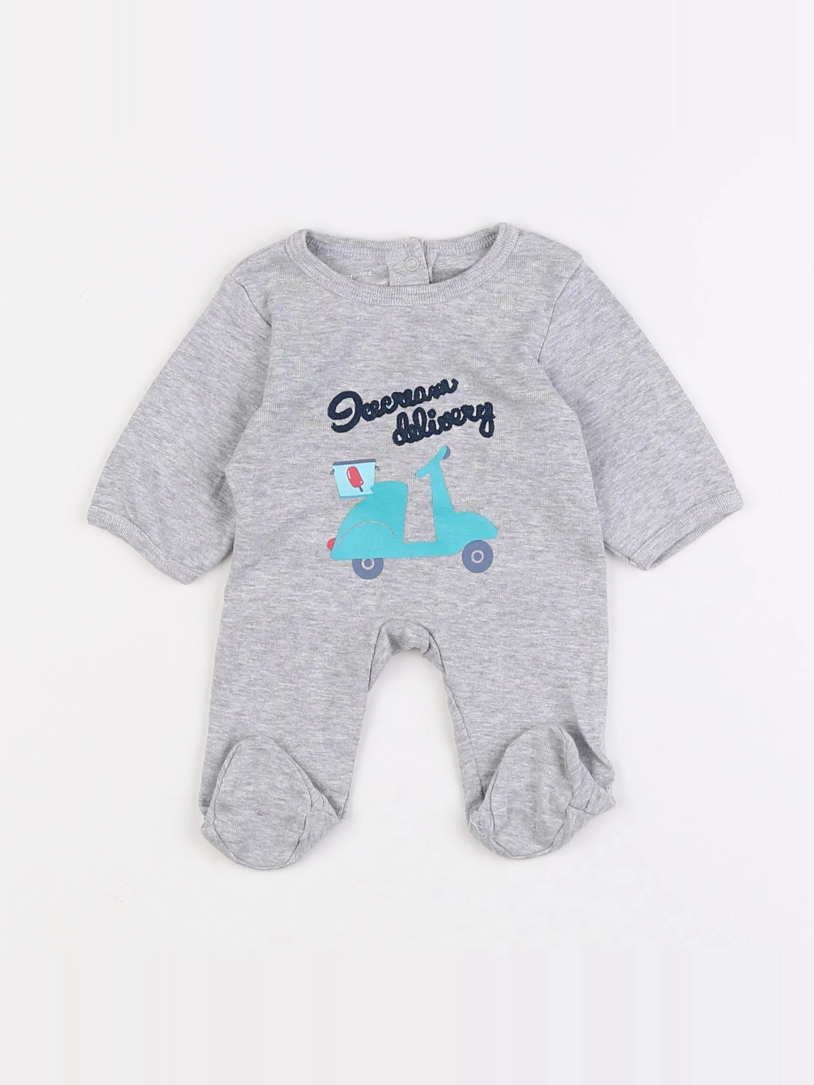 Vertbaudet - pyjama coton gris - 0 mois