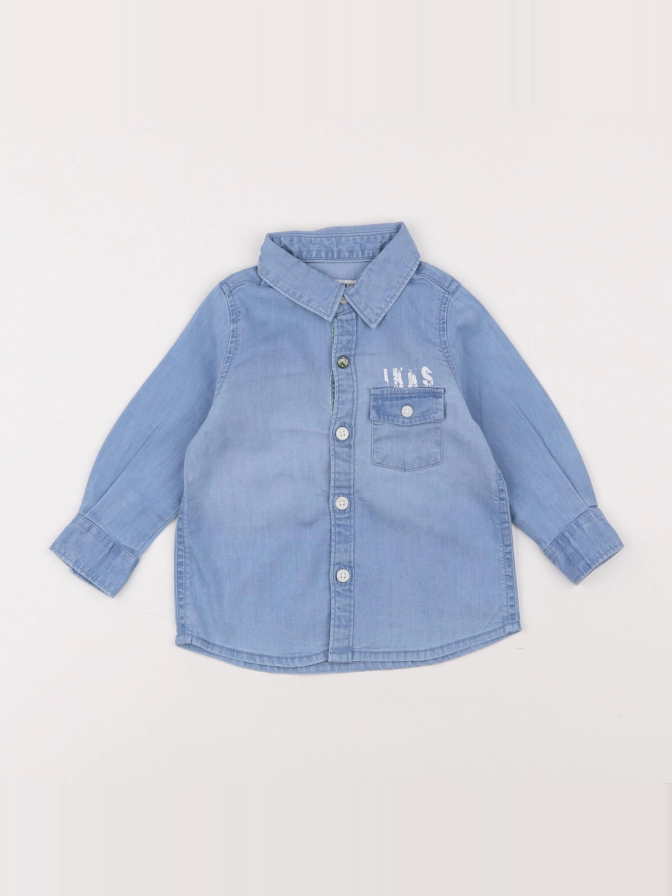 IKKS - chemise imprimé au dos bleu - 6 mois