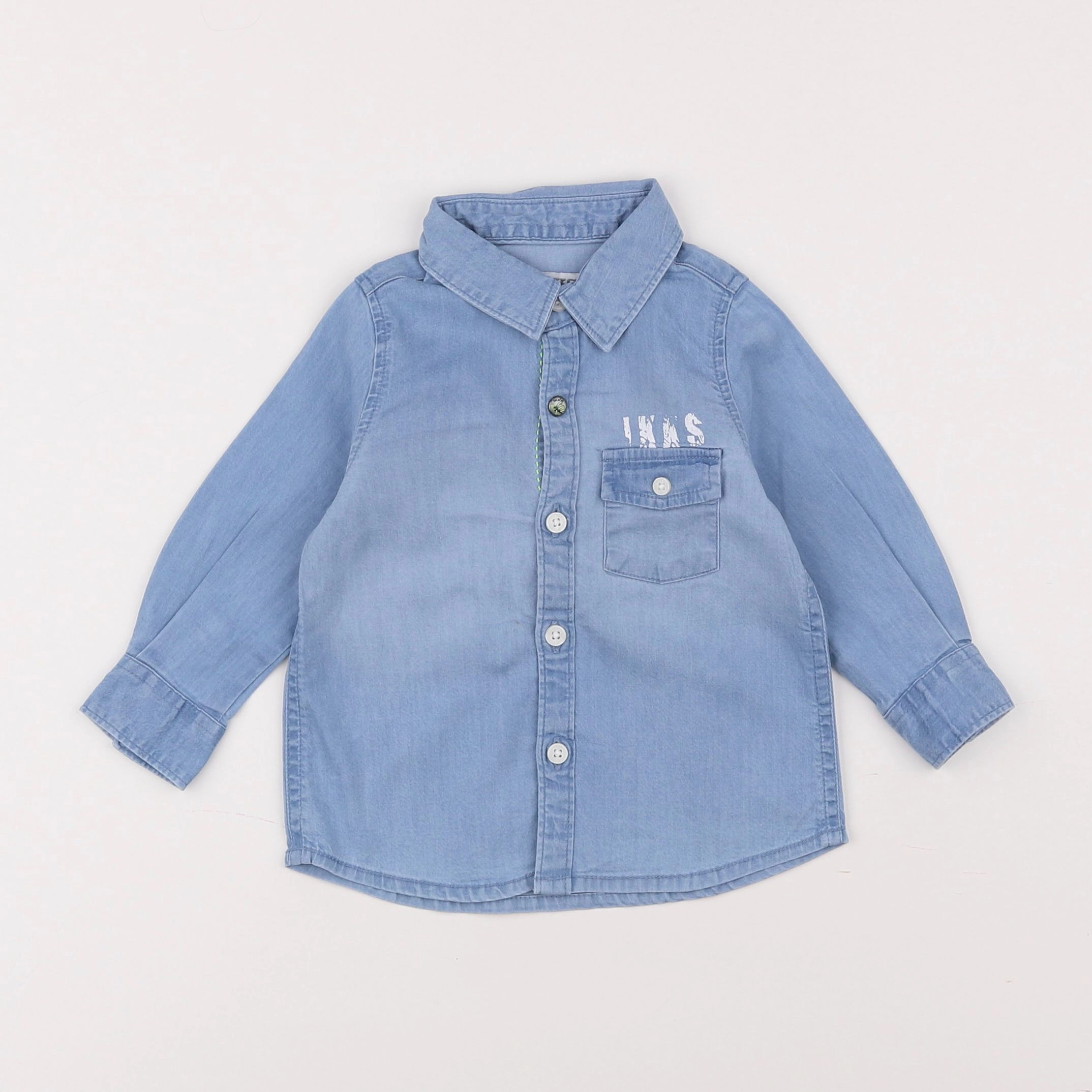 IKKS - chemise imprimé au dos bleu - 6 mois
