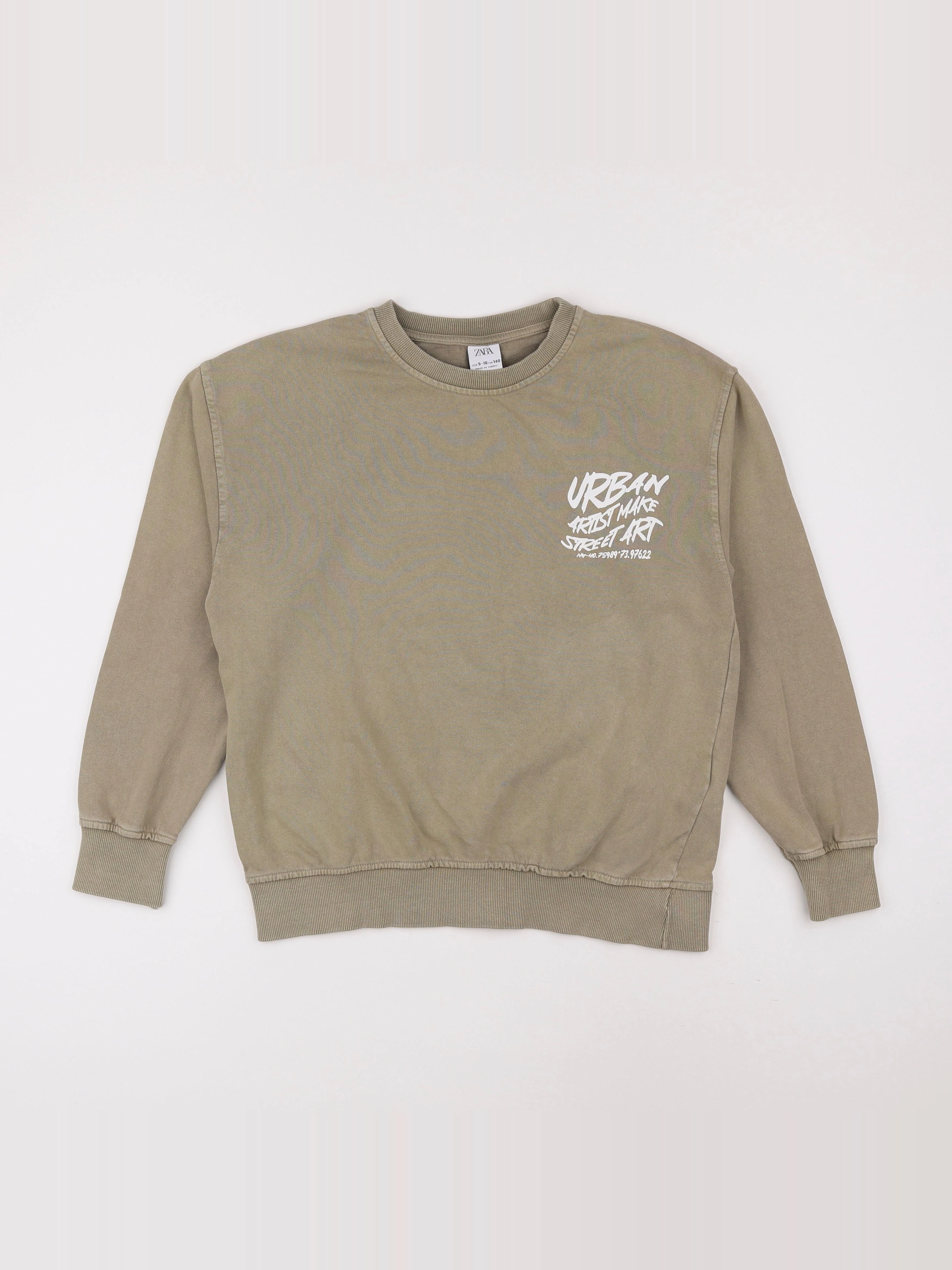 Zara - sweat imprimé au dos marron - 9/10 ans