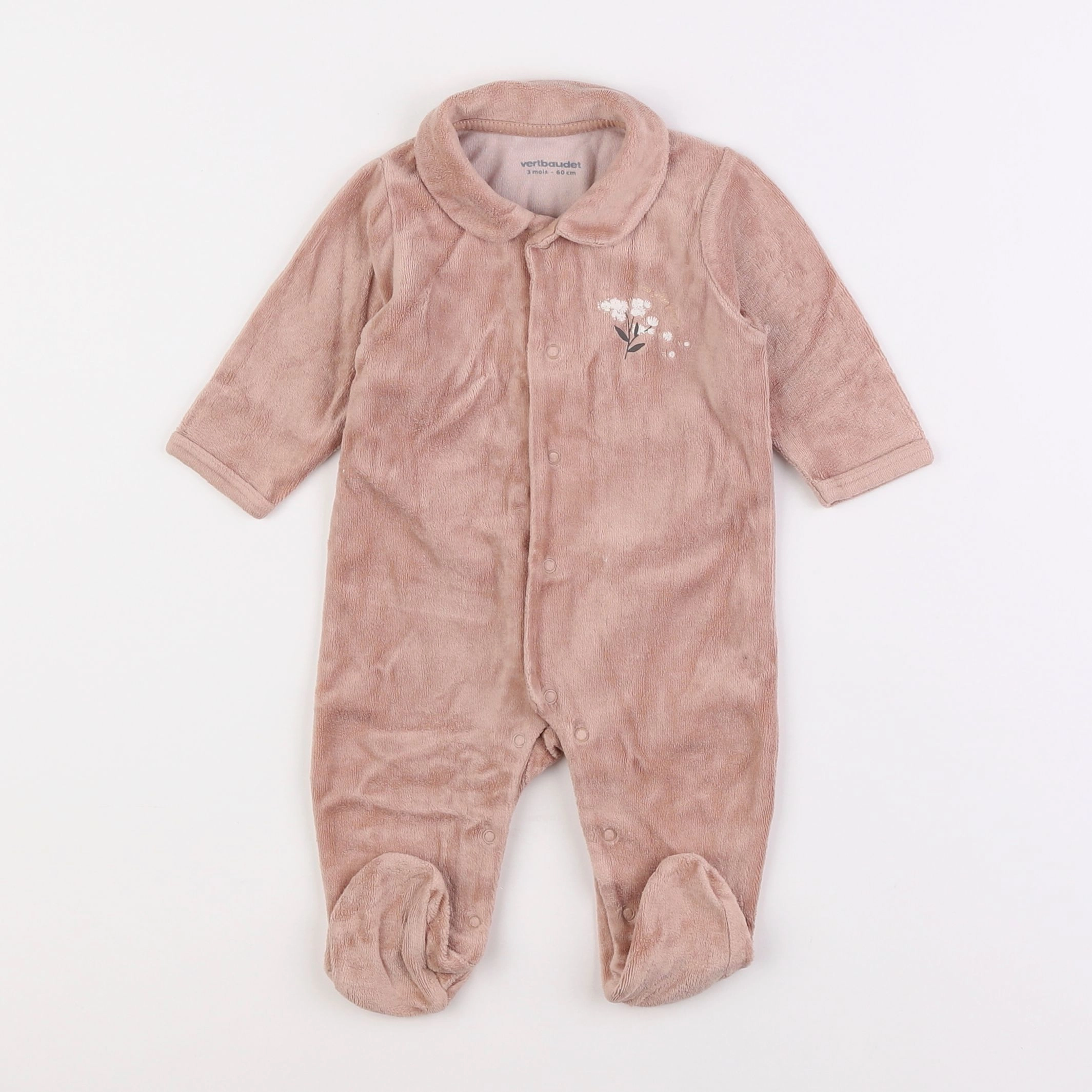 Vertbaudet - pyjama velours rose - 3 mois