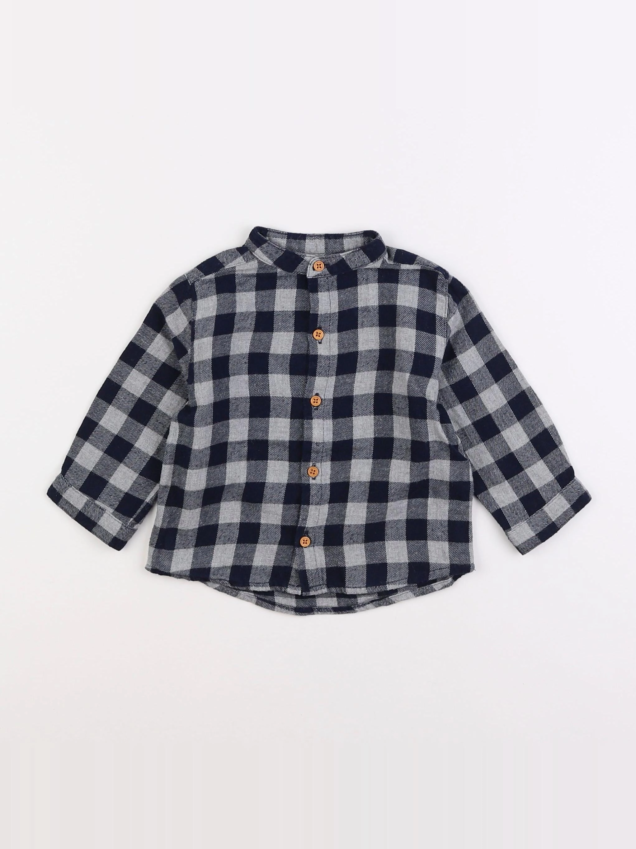 Boutchou - chemise gris, noir - 9 mois