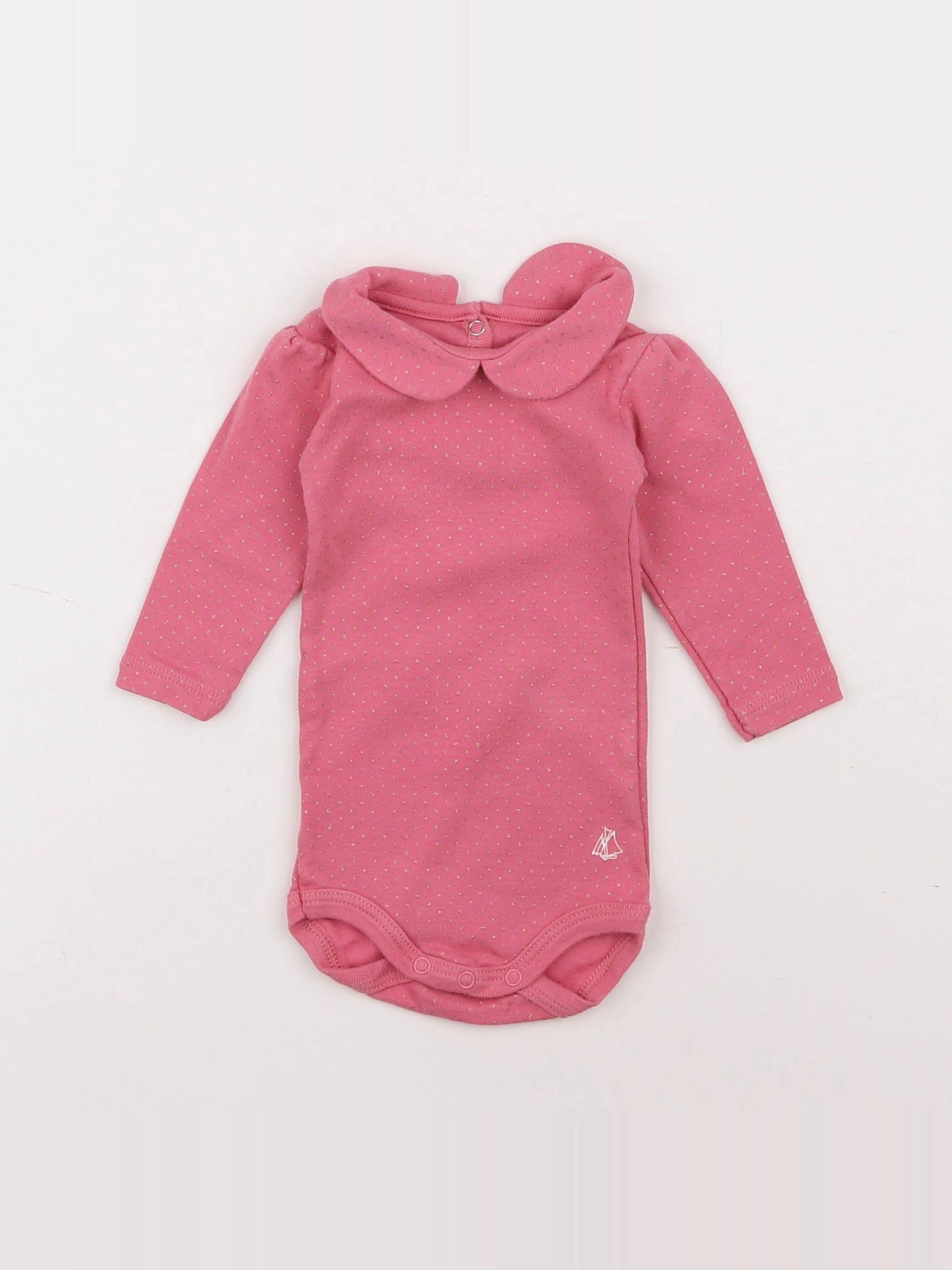 Petit Bateau - body à col rose - 3 mois