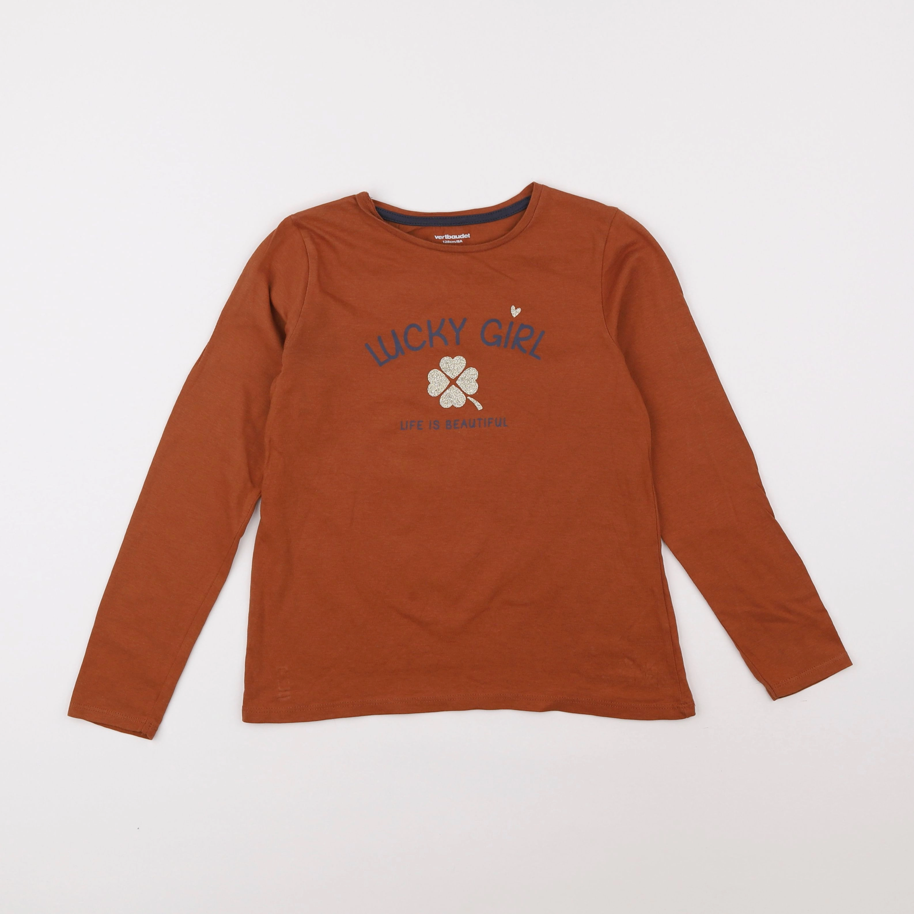 Vertbaudet - tee-shirt marron - 8 ans