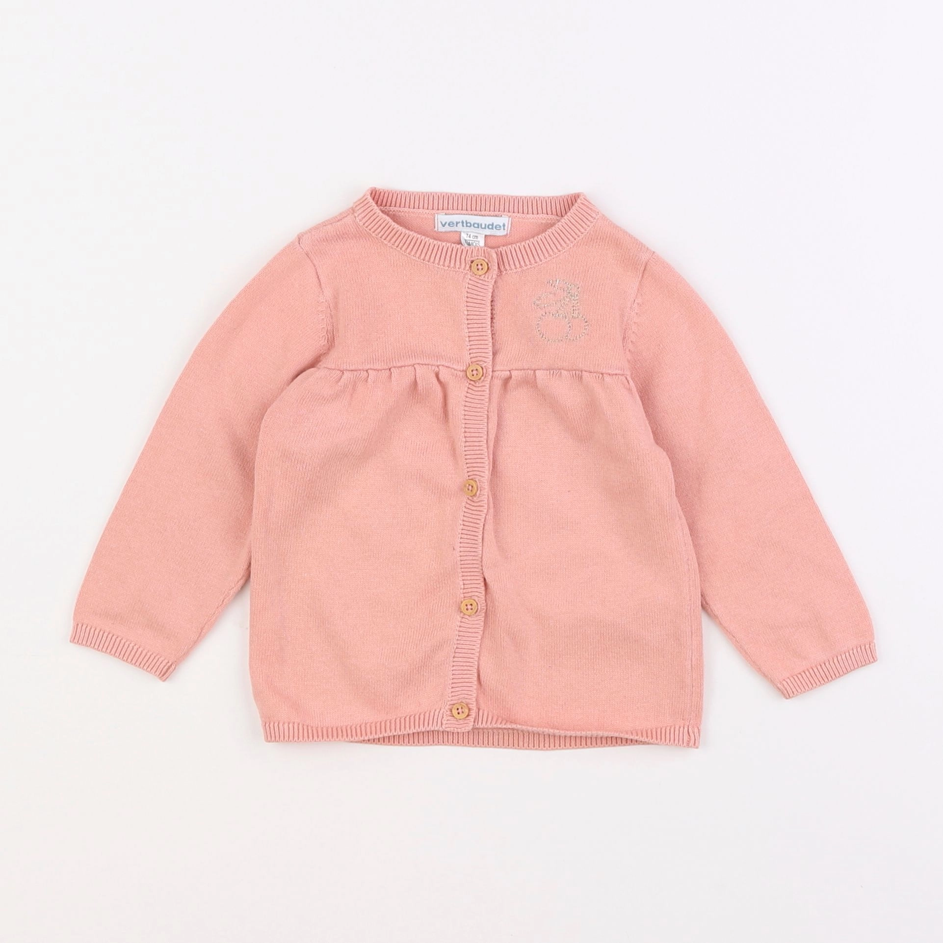 Vertbaudet - gilet rose - 12 mois