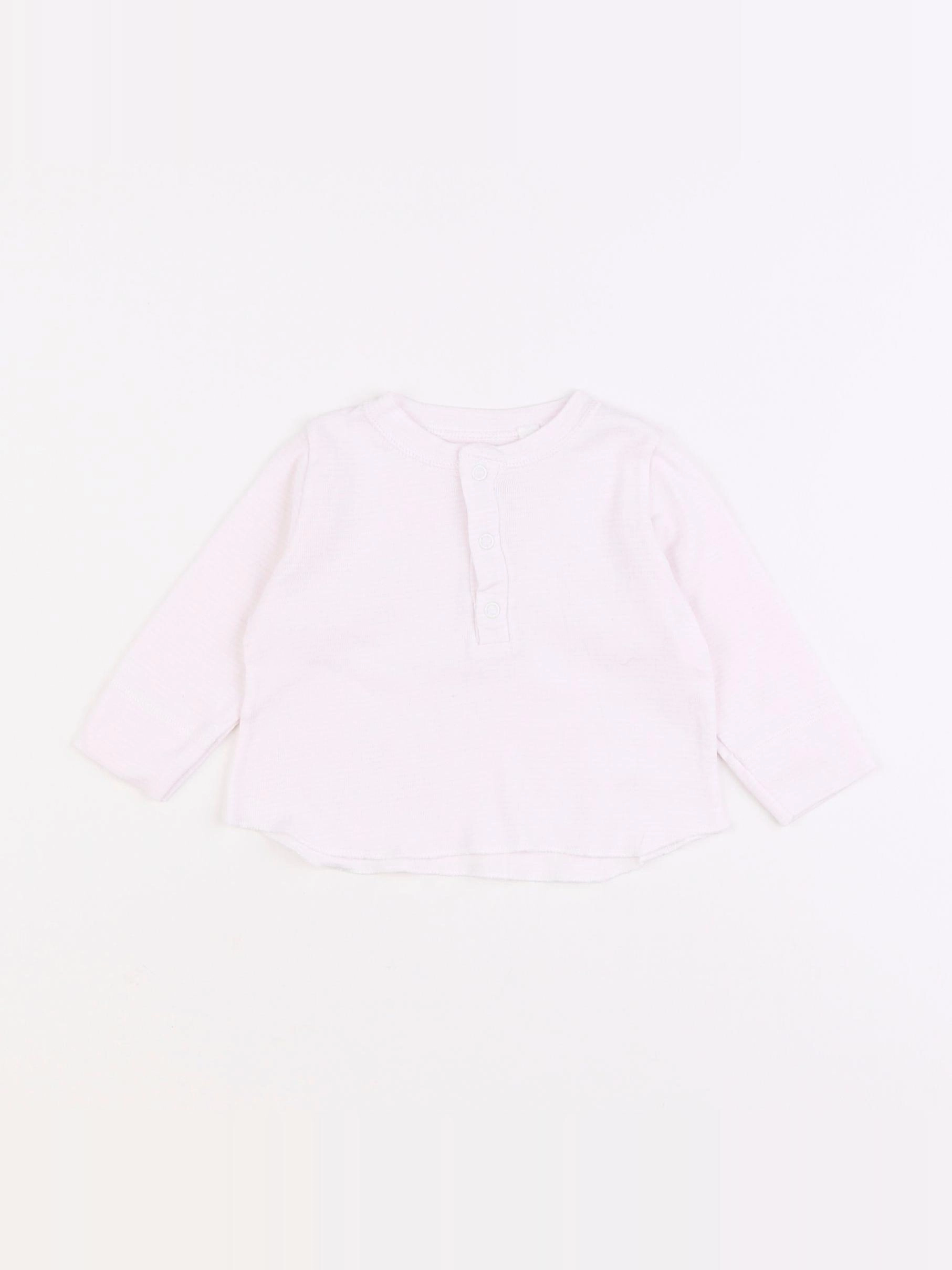 Petit Bateau - tee-shirt blanc, rose - 3 mois