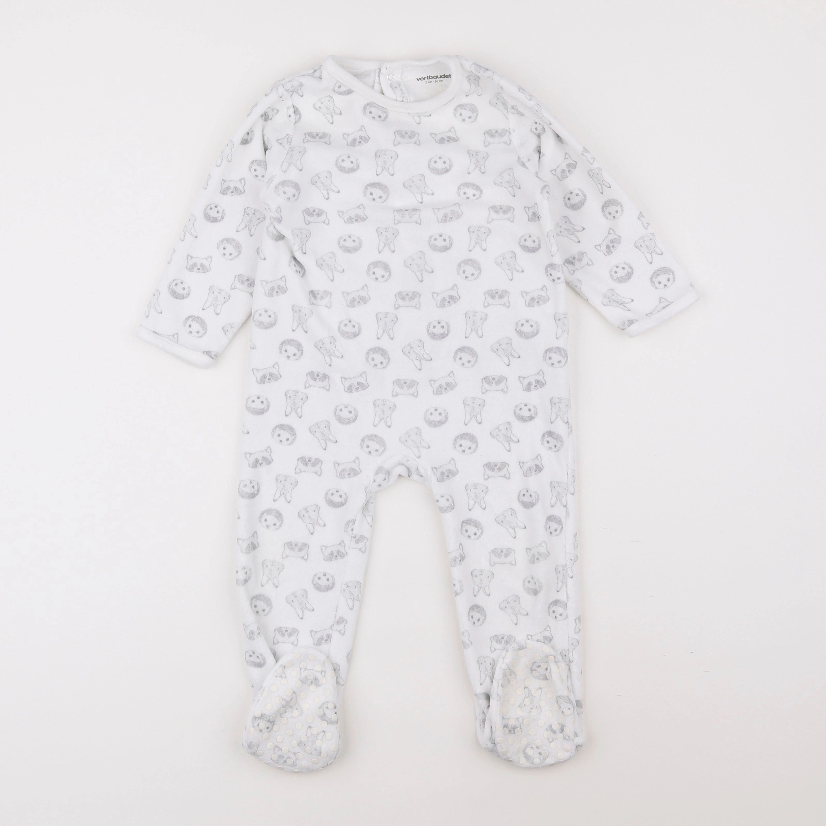 Vertbaudet - pyjama velours blanc - 2 ans