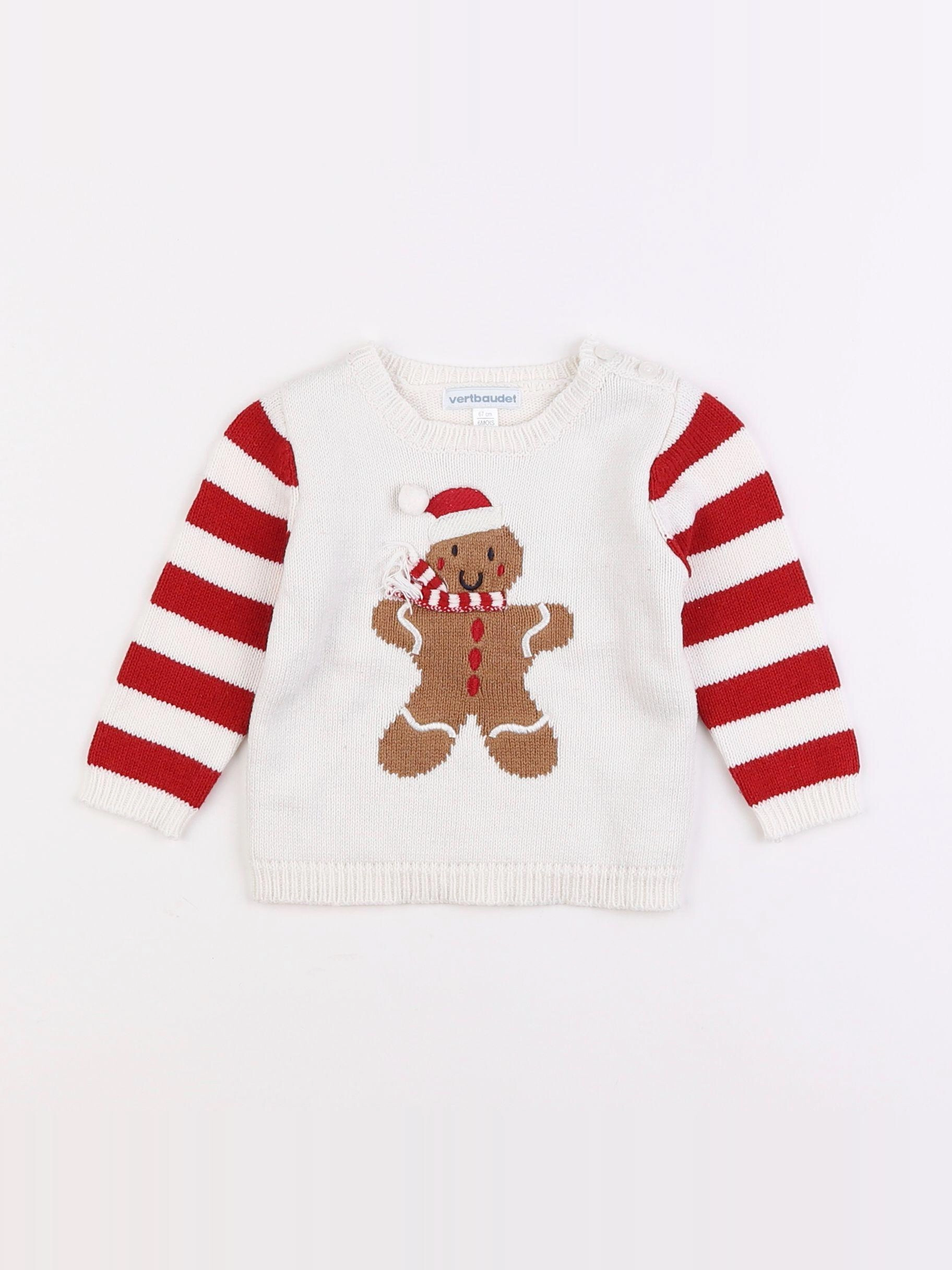 Vertbaudet - pull blanc - 6 mois