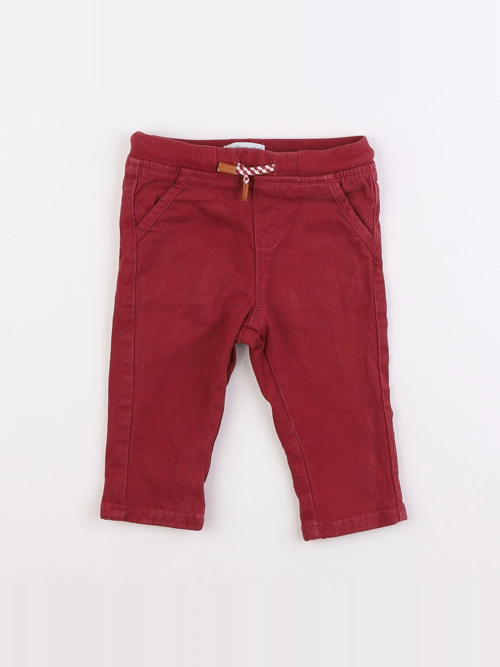 Vertbaudet - pantalon doublé rouge - 9 mois
