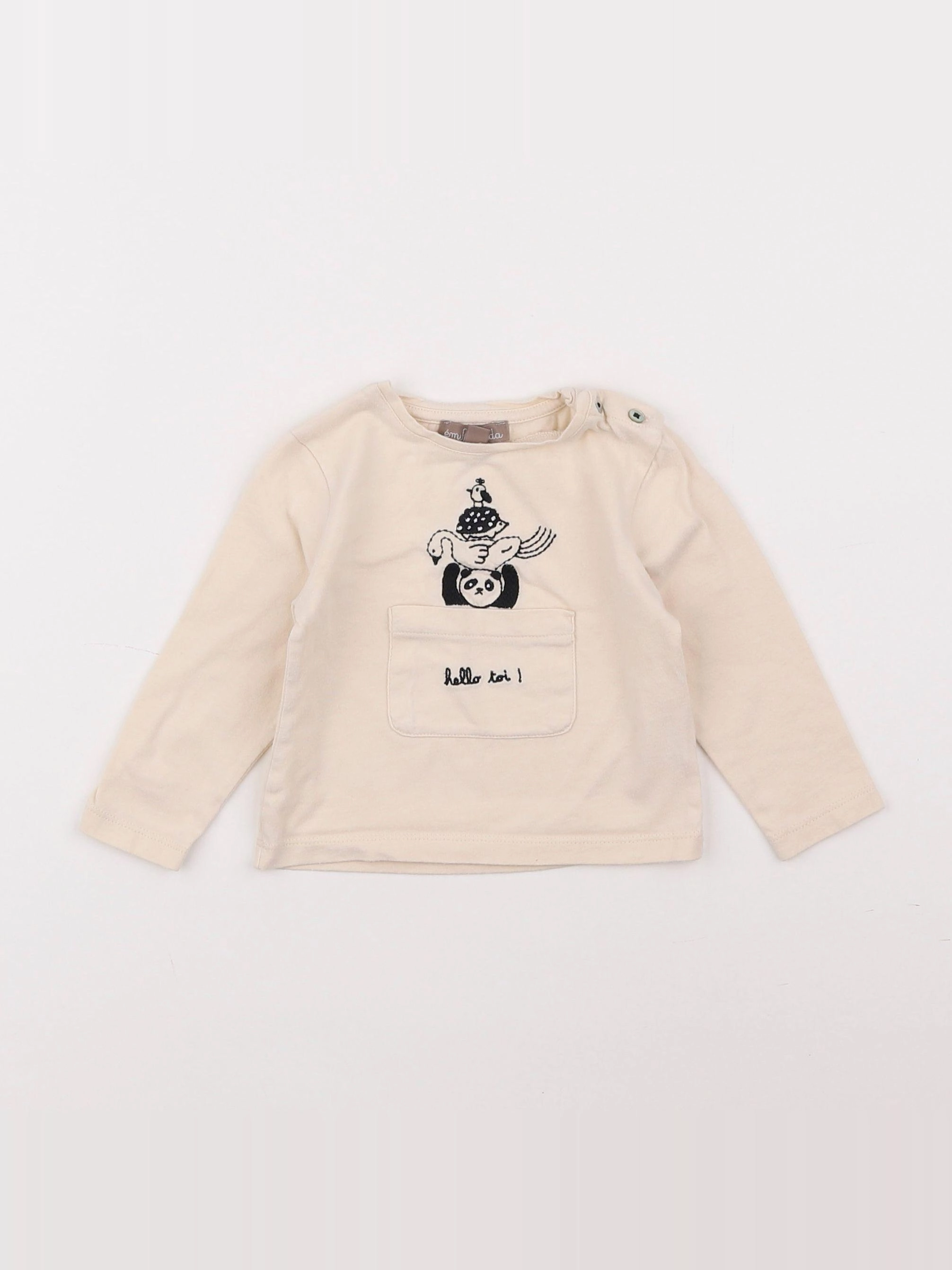 Emile et Ida - tee-shirt beige - 6 mois