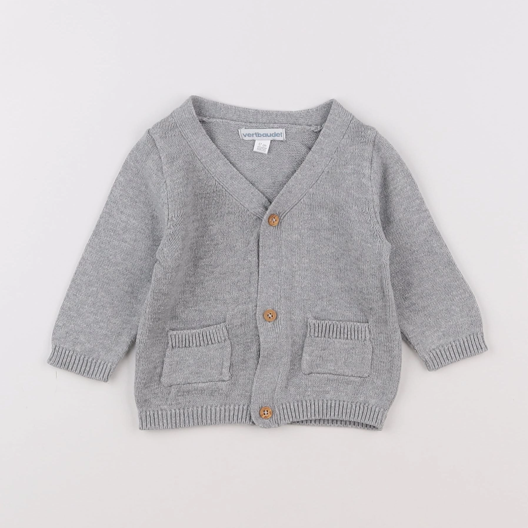 Vertbaudet - gilet gris - 6 mois