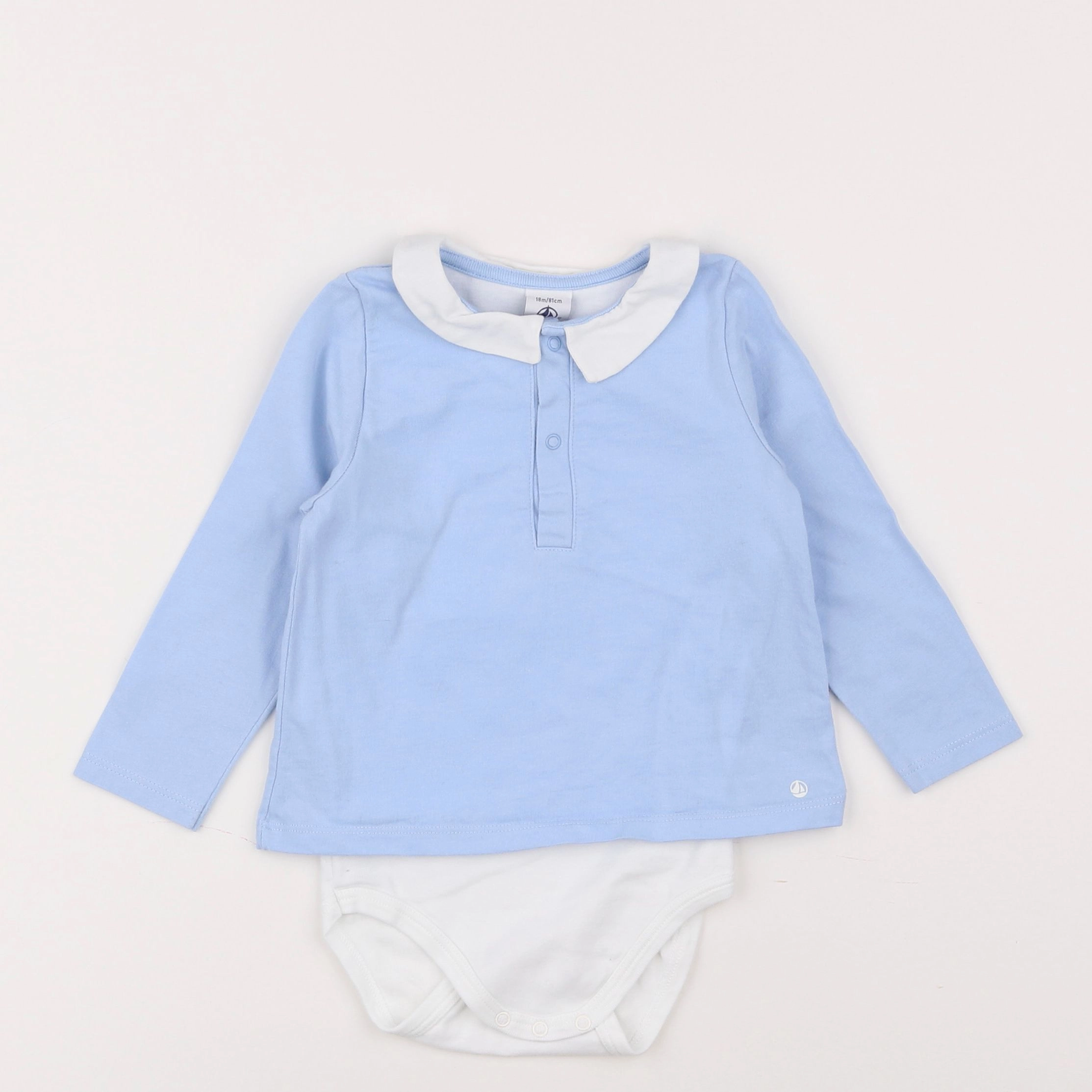 Petit Bateau - body tee-shirt bleu - 18 mois