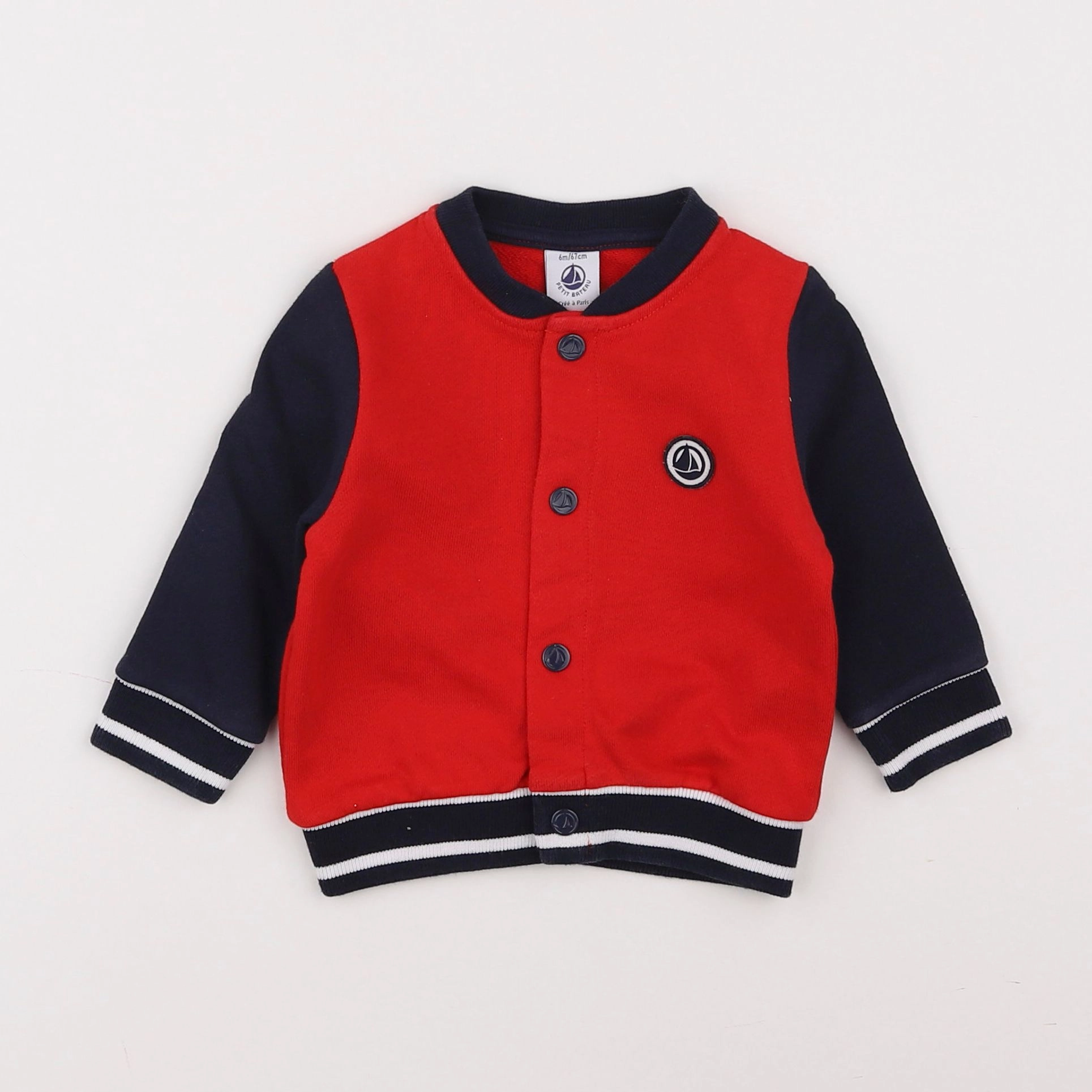 Petit Bateau - sweat imprimé au dos rouge - 6 mois