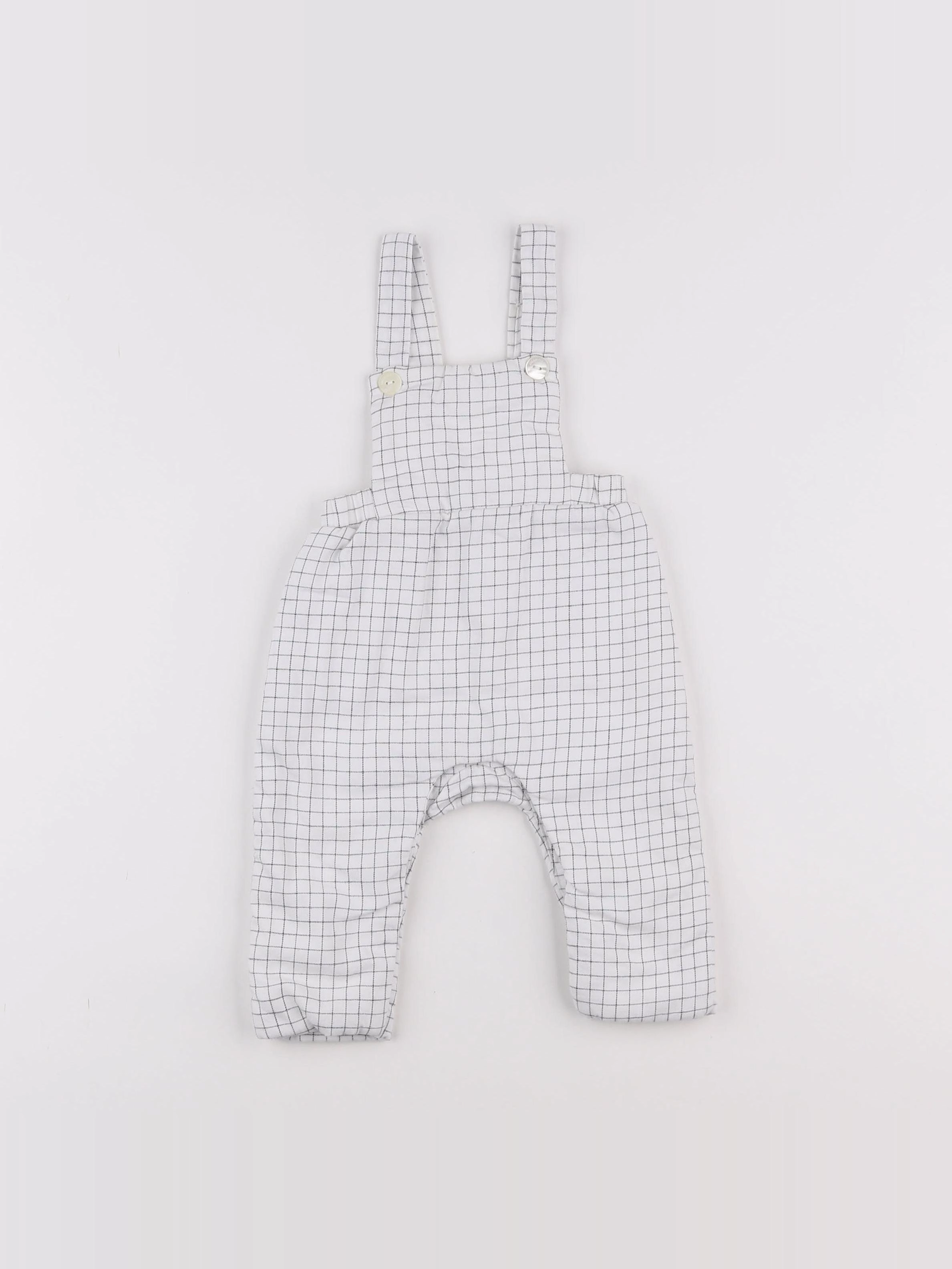 Jacadi - salopette doublé blanc, gris - 6 mois