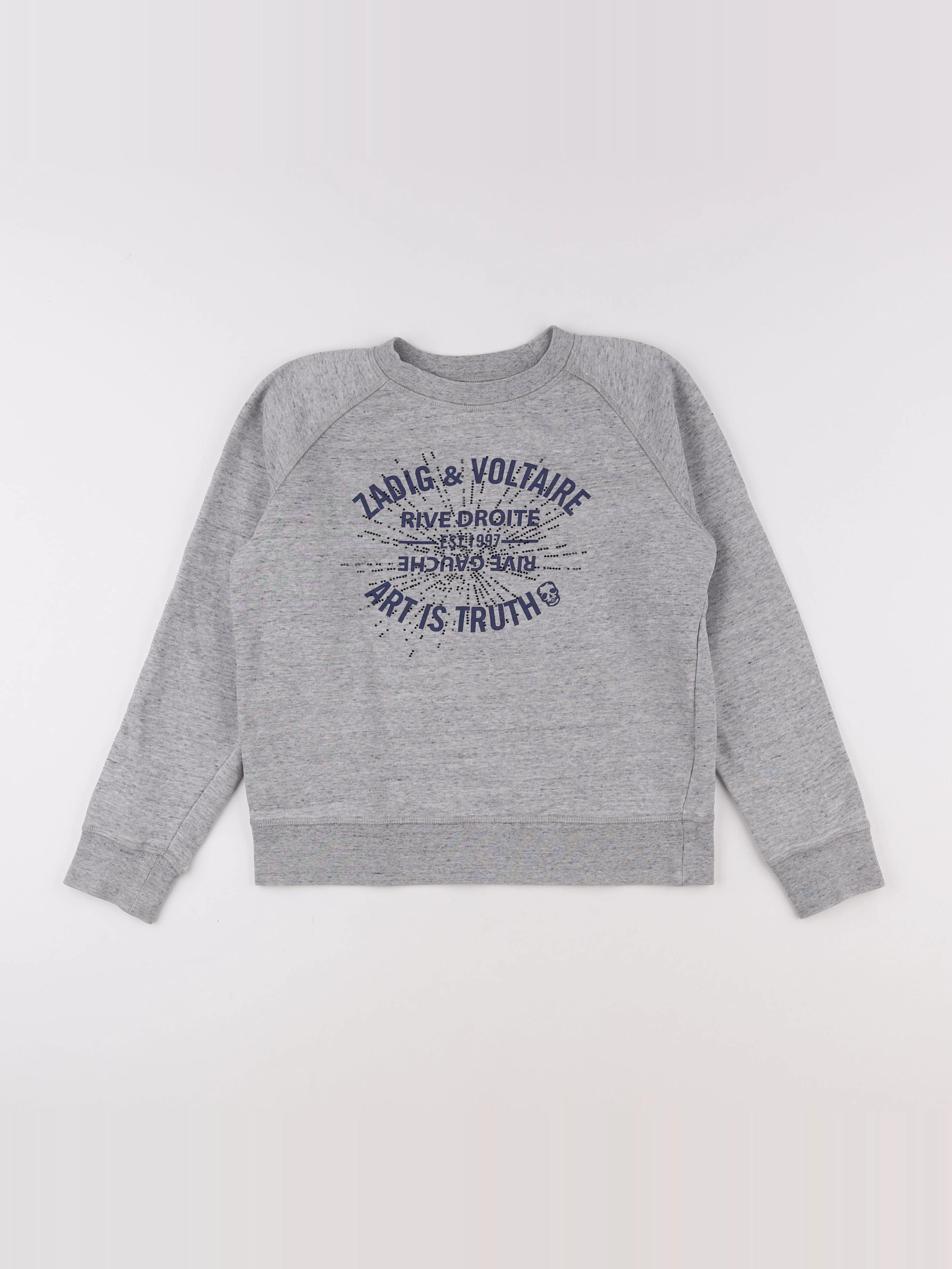 Zadig & Voltaire - sweat gris - 12 ans