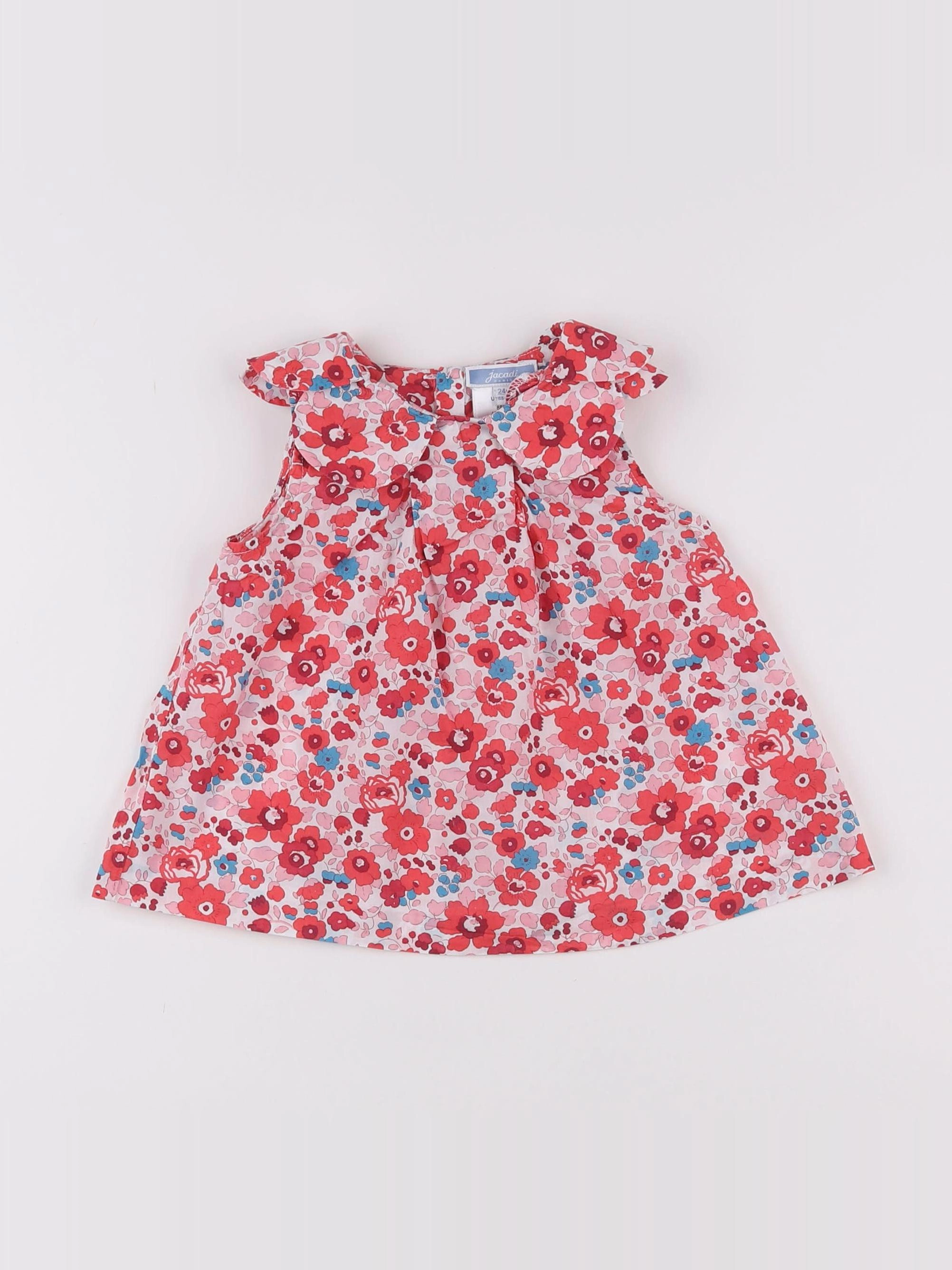 Jacadi - robe liberty rouge, rose - 6 mois