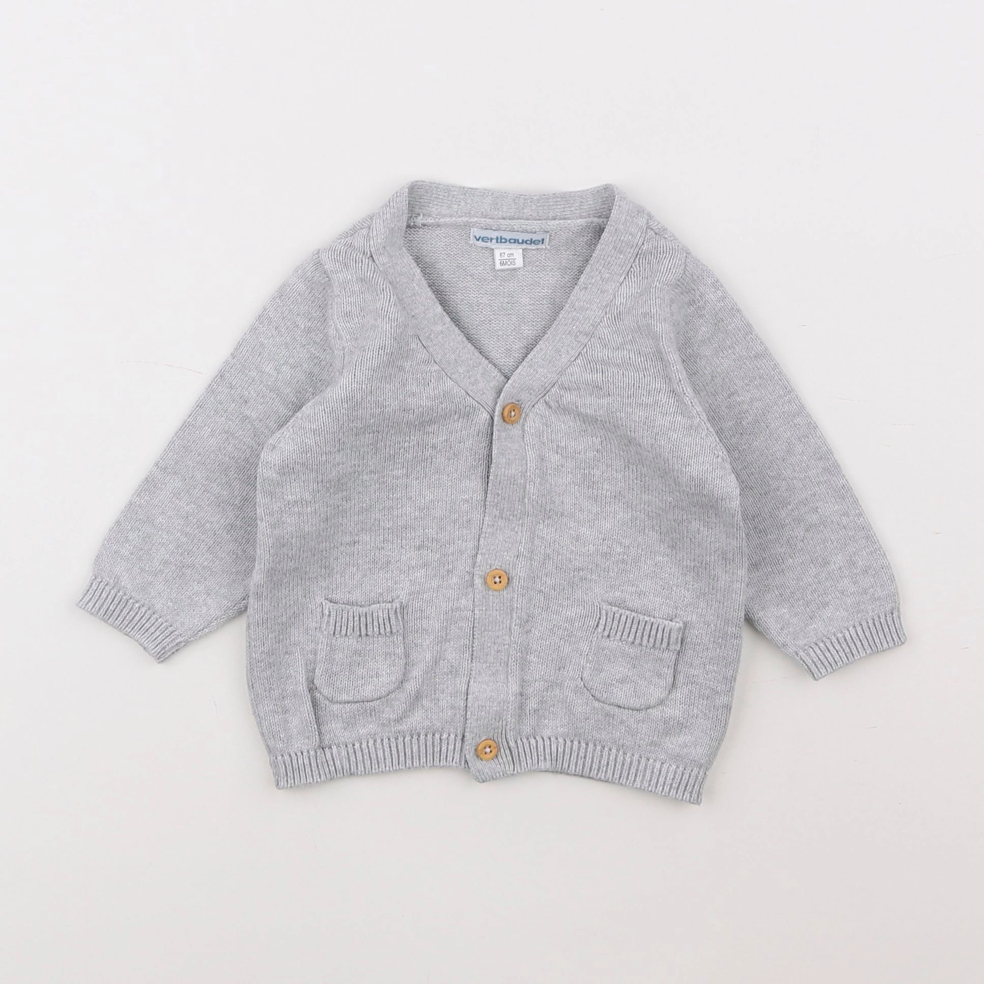 Vertbaudet - gilet gris - 6 mois