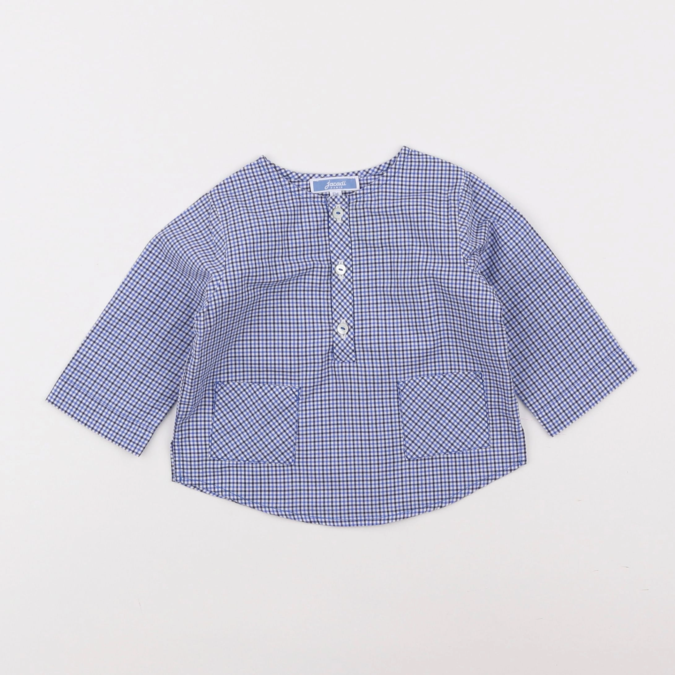 Jacadi - chemise blanc, bleu - 6 mois